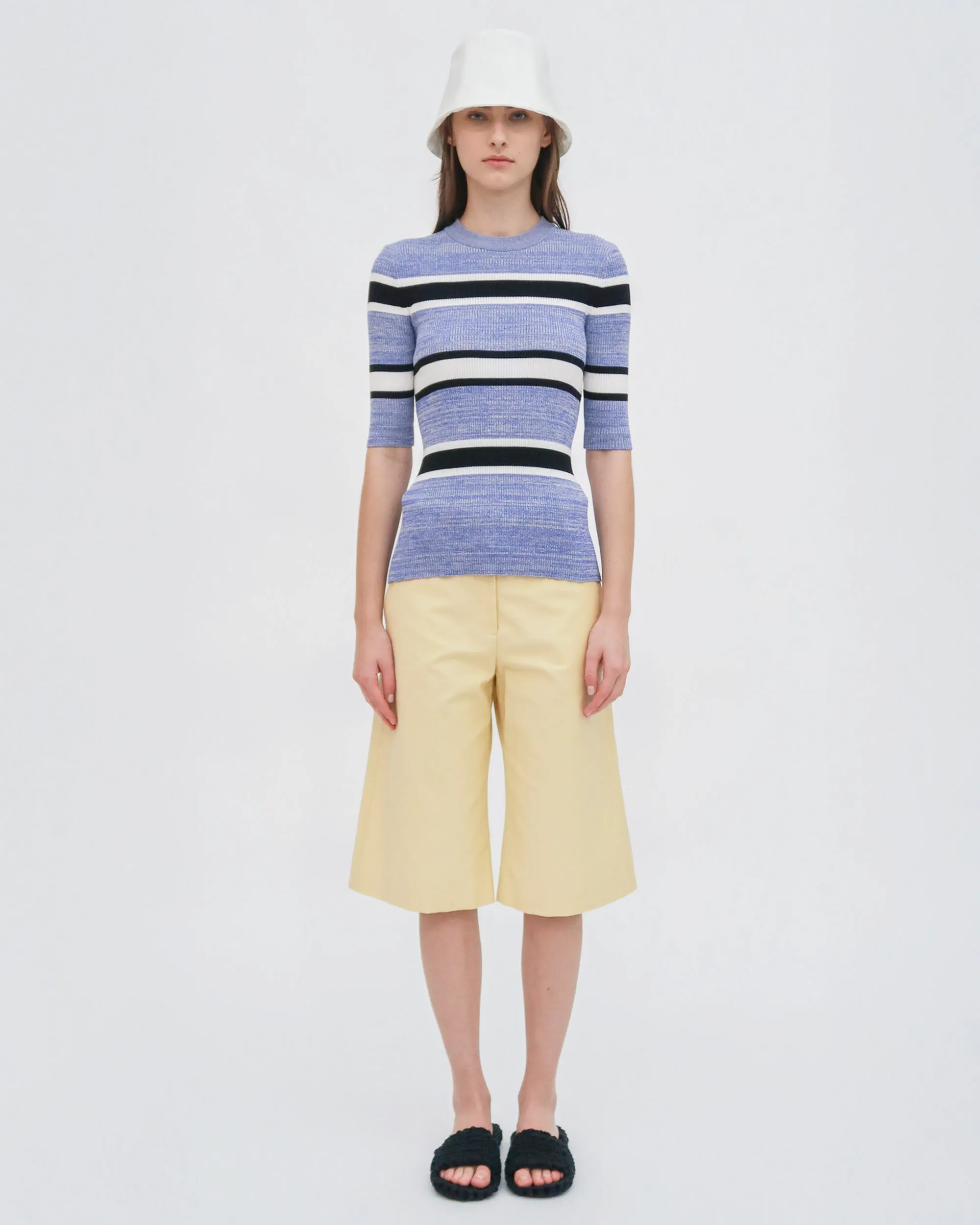 STRIPED CROPPED SLEEVE SWEATER sold by Rosetta Getty product image thumbnail 3