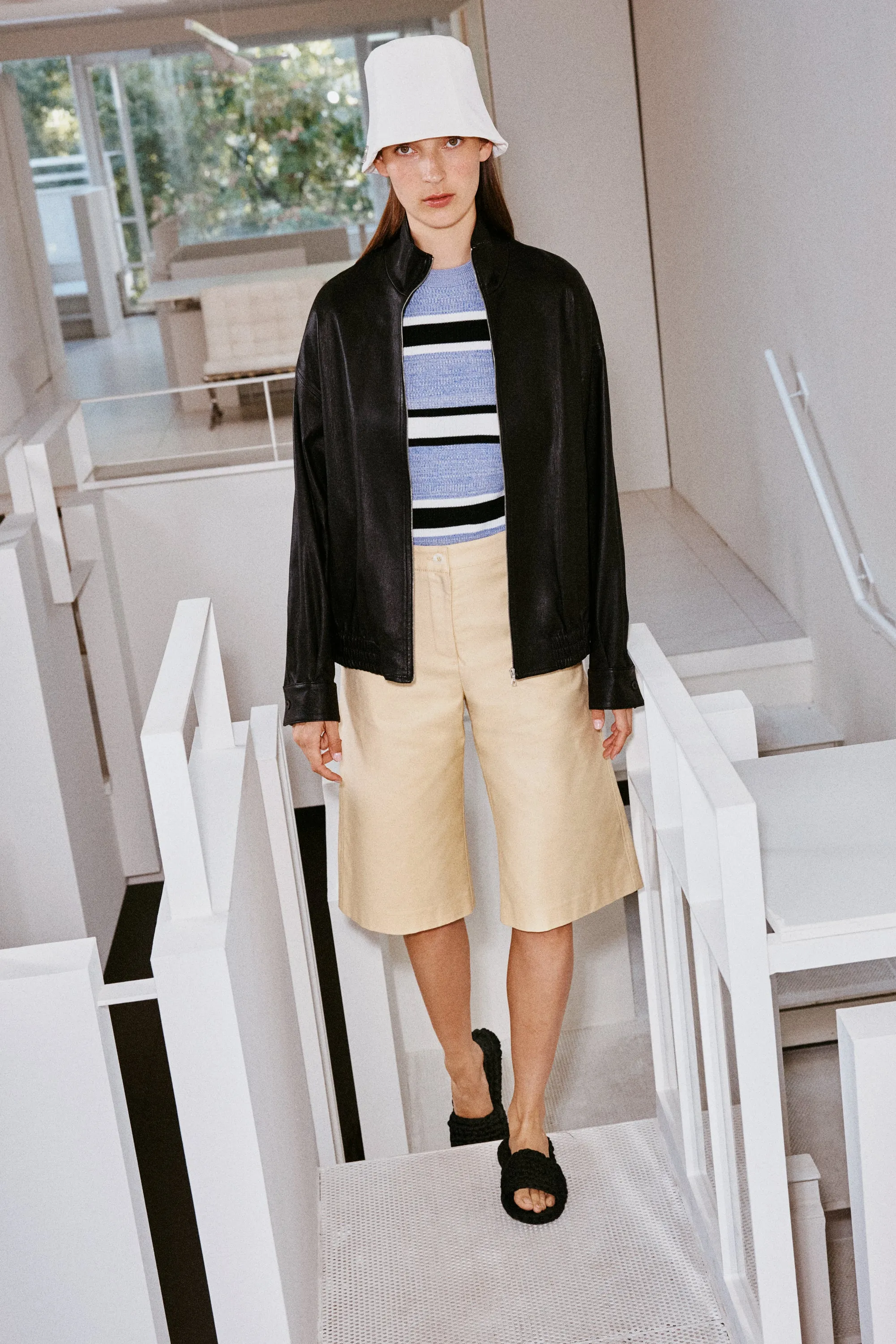 STRIPED CROPPED SLEEVE SWEATER sold by Rosetta Getty