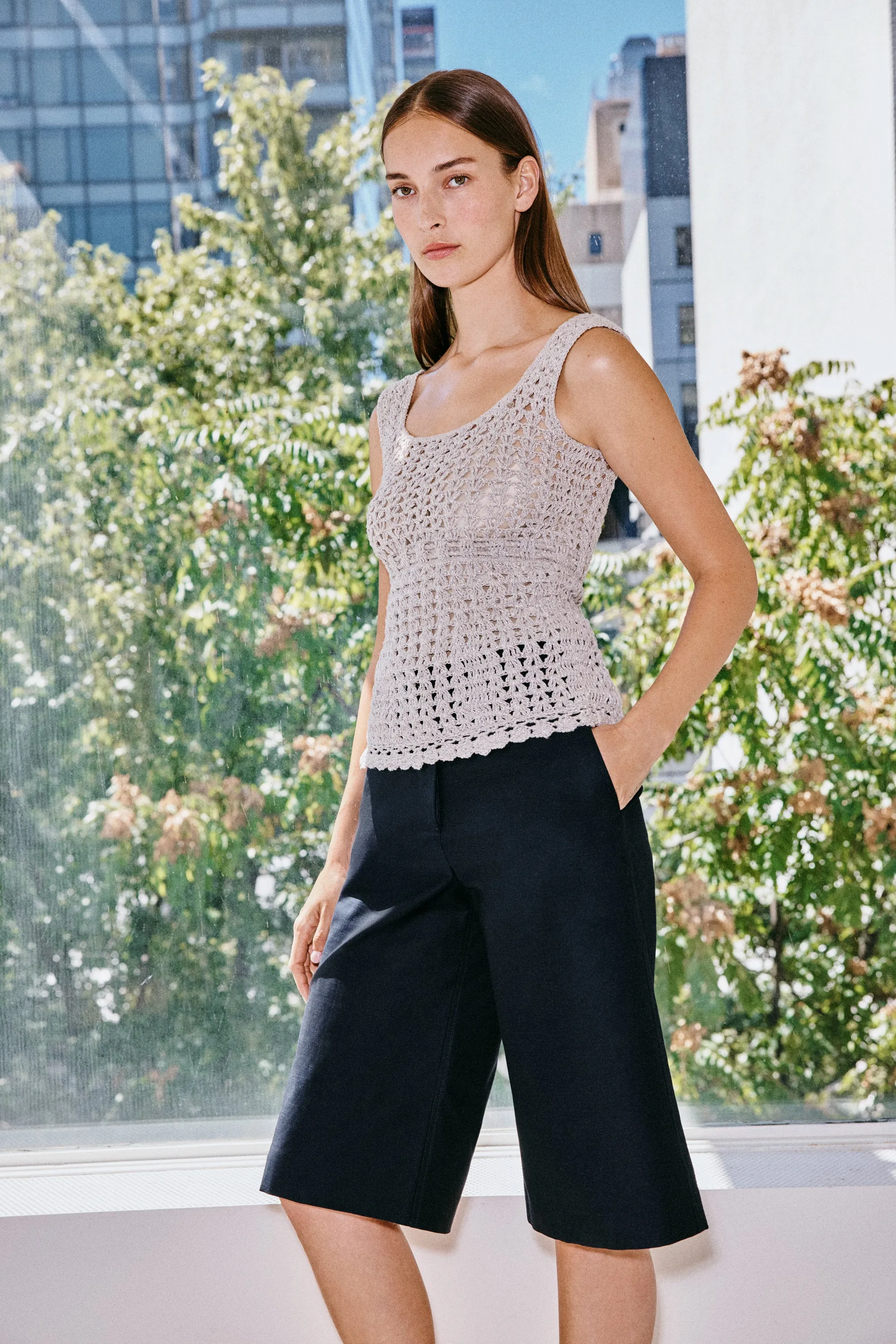 HAND CROCHET SQUARE NECK TANK sold by Rosetta Getty
