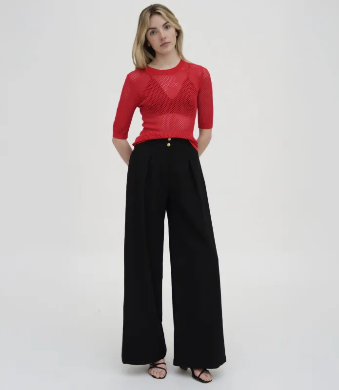 MESH CROPPED SLEEVE SWEATER made by Rosetta Getty