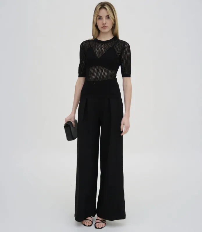 MESH CROPPED SLEEVE SWEATER made by Rosetta Getty