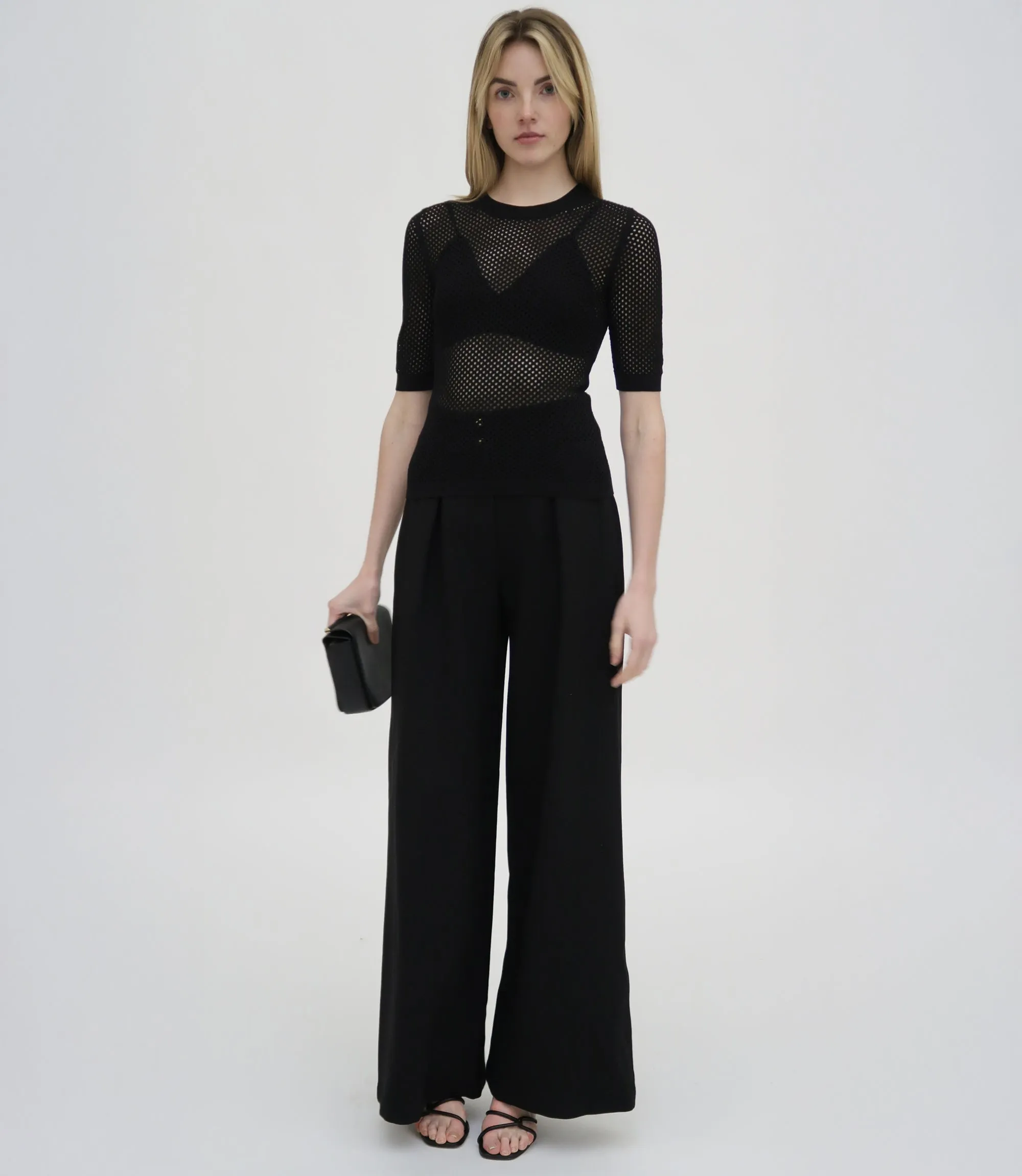 MESH CROPPED SLEEVE SWEATER sold by Rosetta Getty