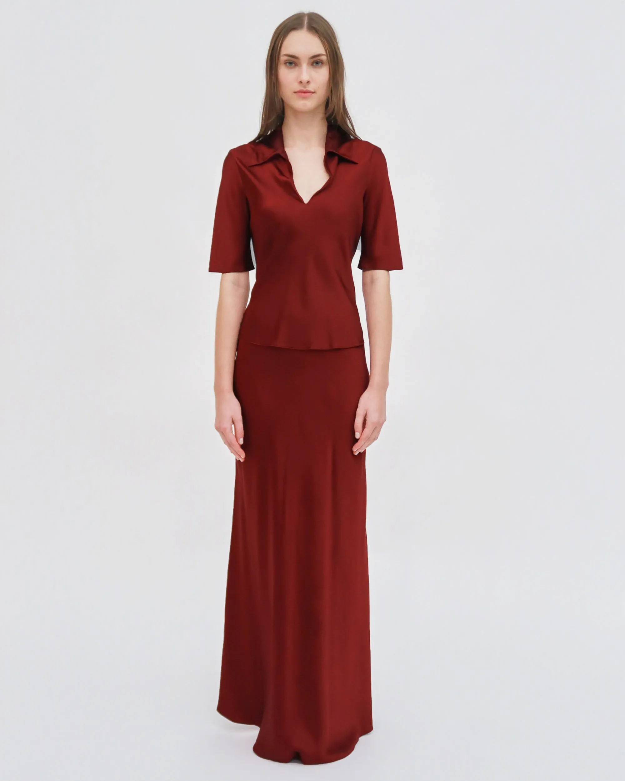 BIAS POLO TOP - SILK SATIN sold by Rosetta Getty product image thumbnail 2