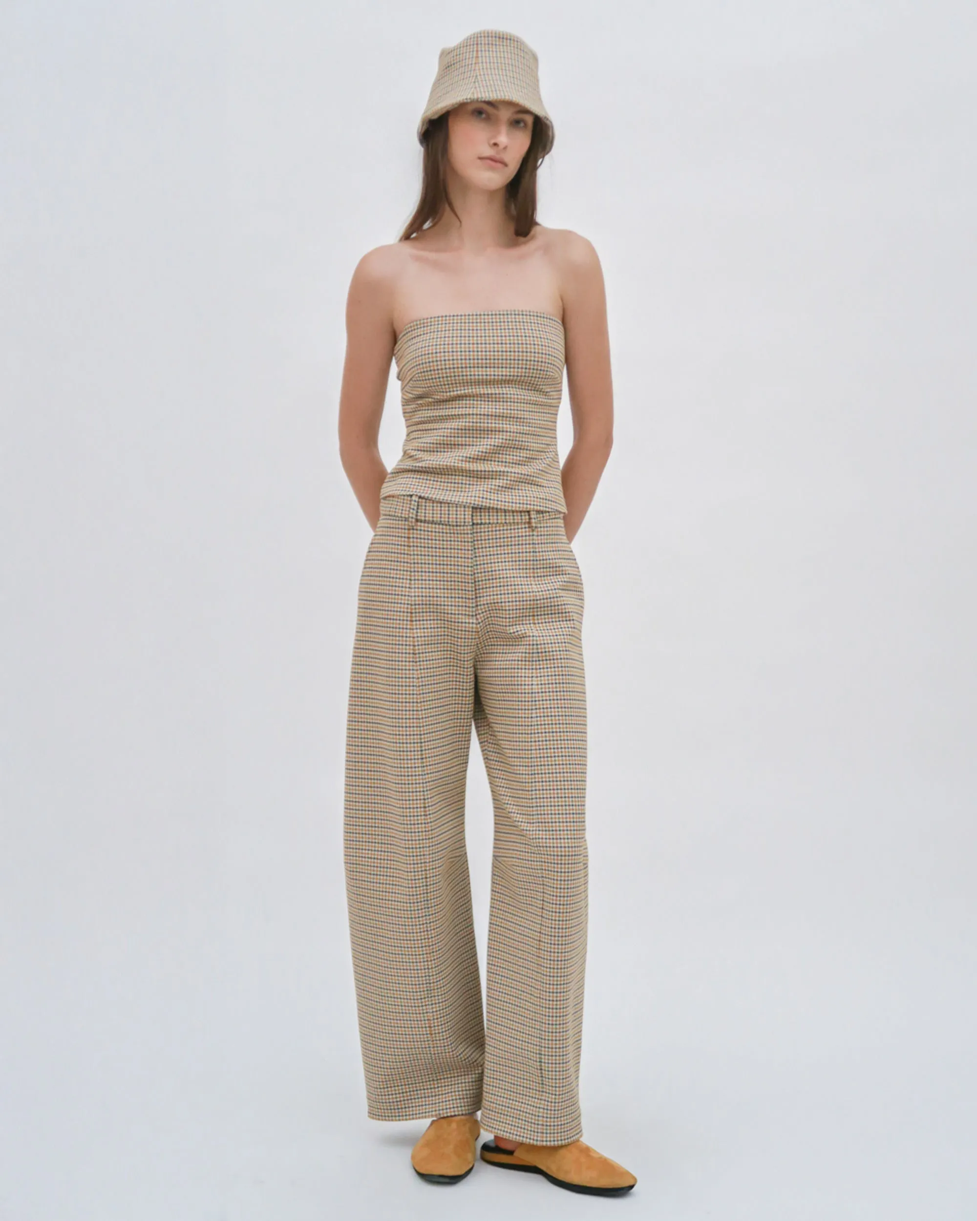 STRAIGHT TAPER TAB PANT - HOUNDSTOOTH PLAID sold by Rosetta Getty product image thumbnail 2
