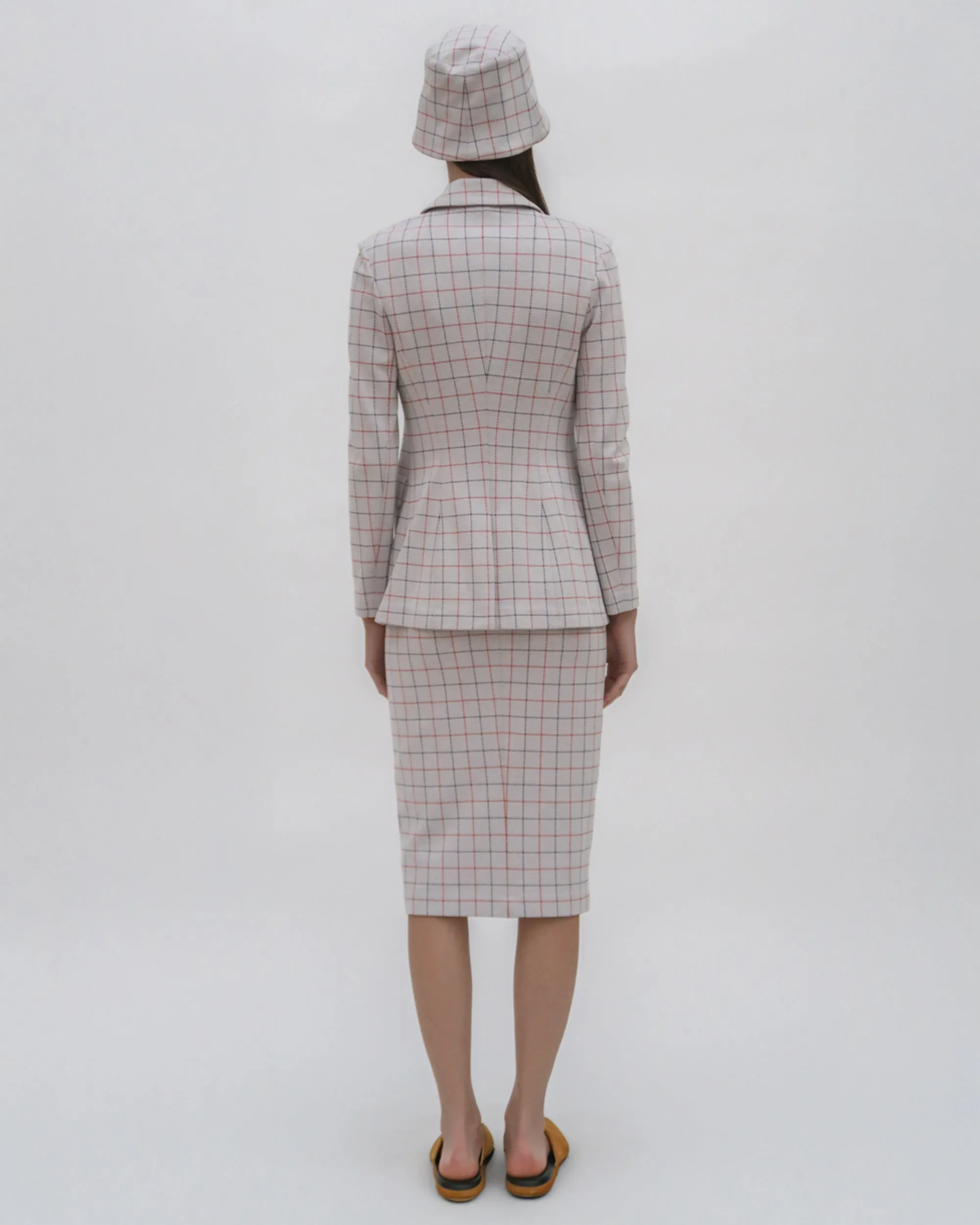 PULL ON PENCIL SKIRT - STRIPED WINDOWPANE sold by Rosetta Getty product image thumbnail 4
