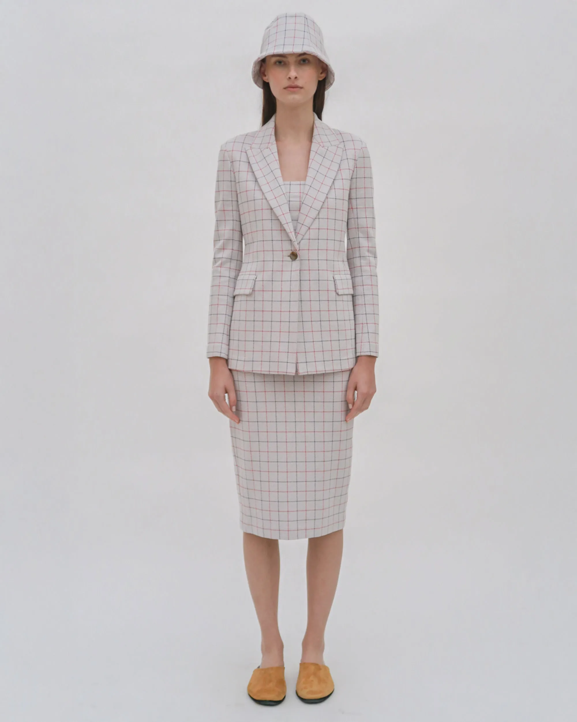PULL ON PENCIL SKIRT - STRIPED WINDOWPANE sold by Rosetta Getty product image thumbnail 2