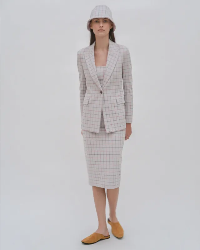 PULL ON PENCIL SKIRT - STRIPED WINDOWPANE made by Rosetta Getty