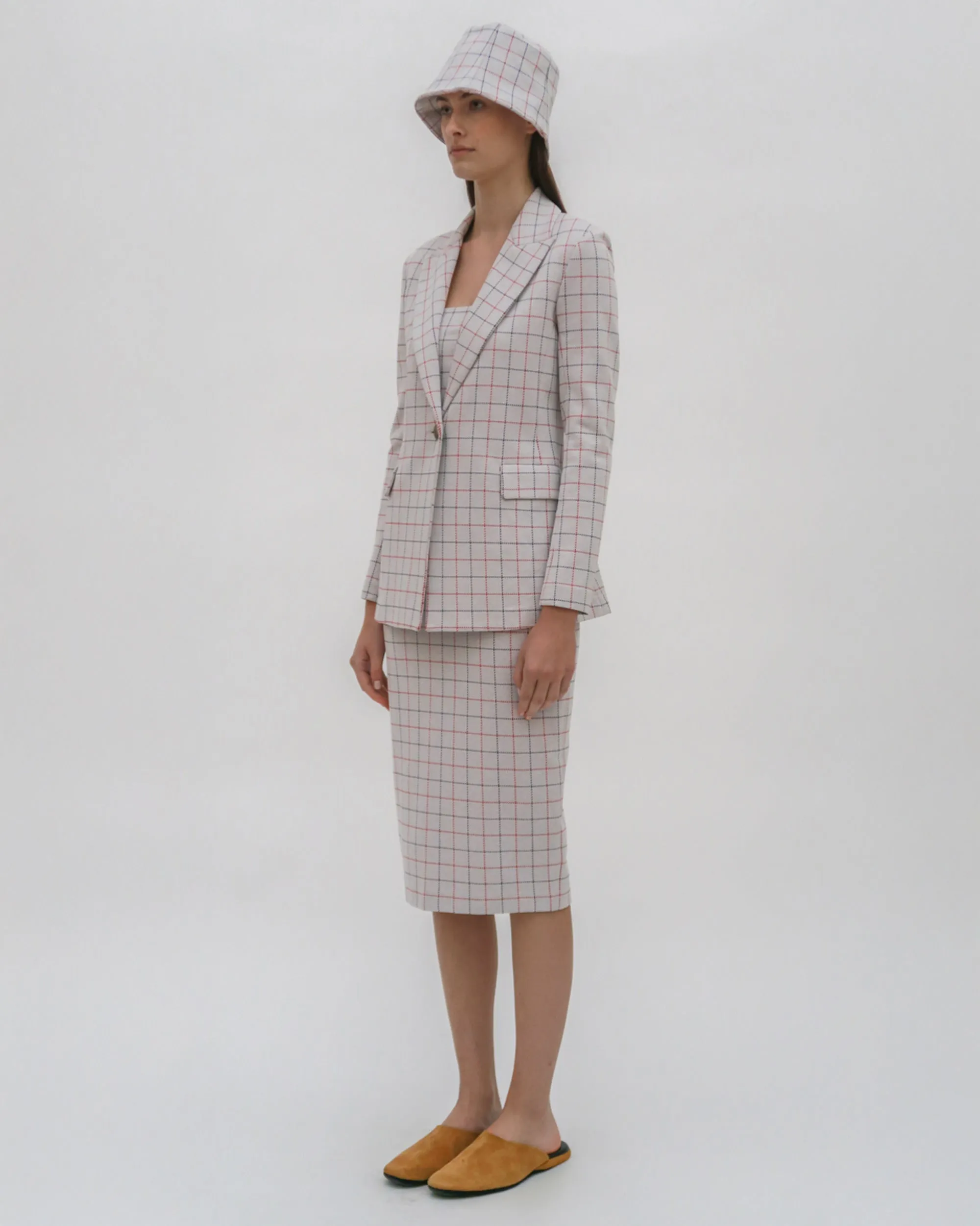 PULL ON PENCIL SKIRT - STRIPED WINDOWPANE sold by Rosetta Getty product image thumbnail 3