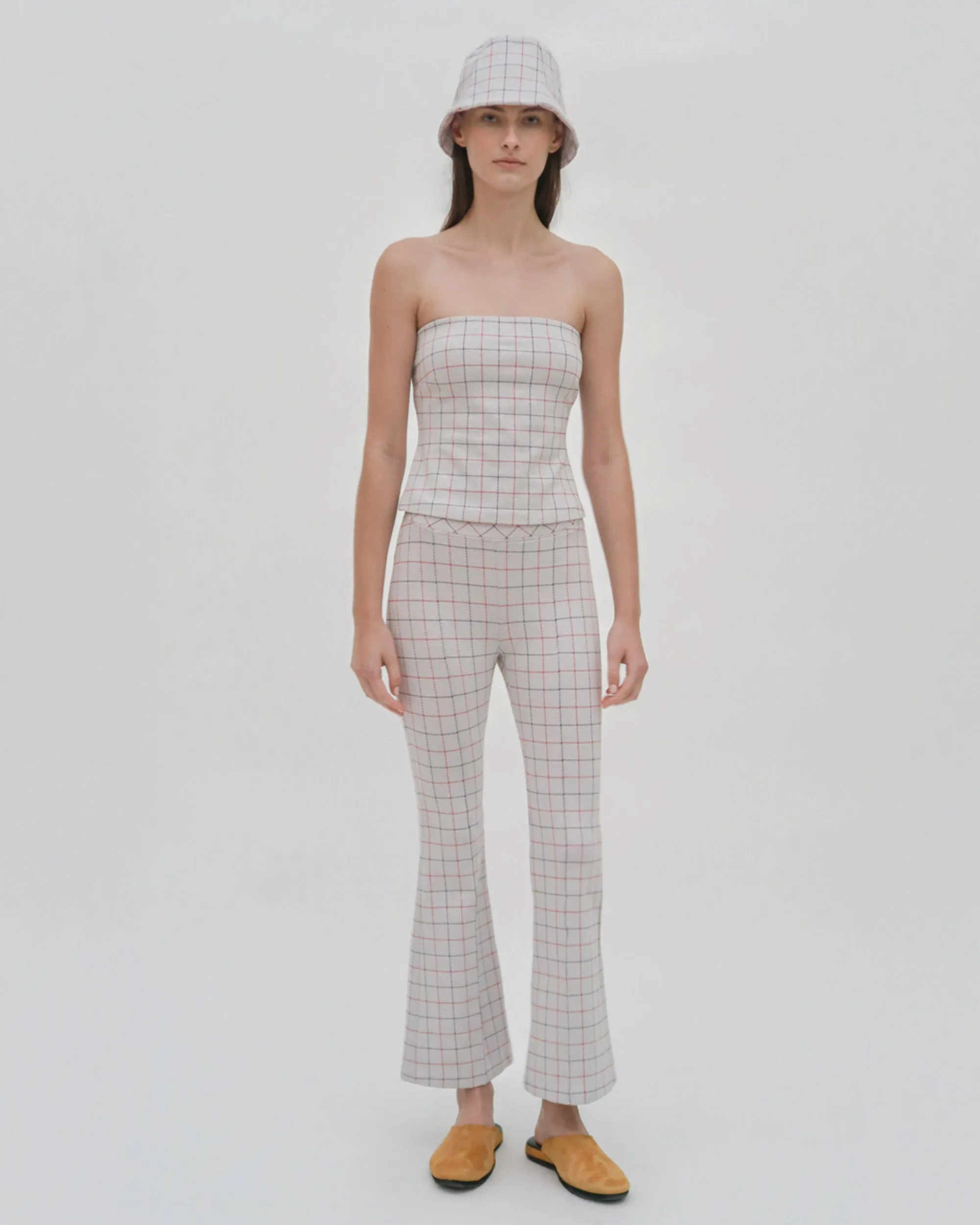 STRAPLESS BANDEAU - STRIPED WINDOWPANE sold by Rosetta Getty