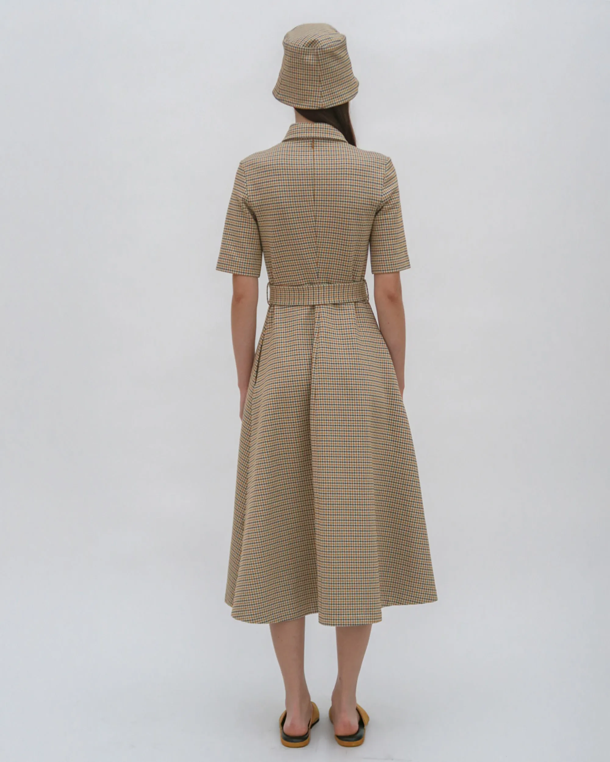 SS BELTED SHIRTDRESS - HOUNDSTOOTH PLAID sold by Rosetta Getty product image thumbnail 4