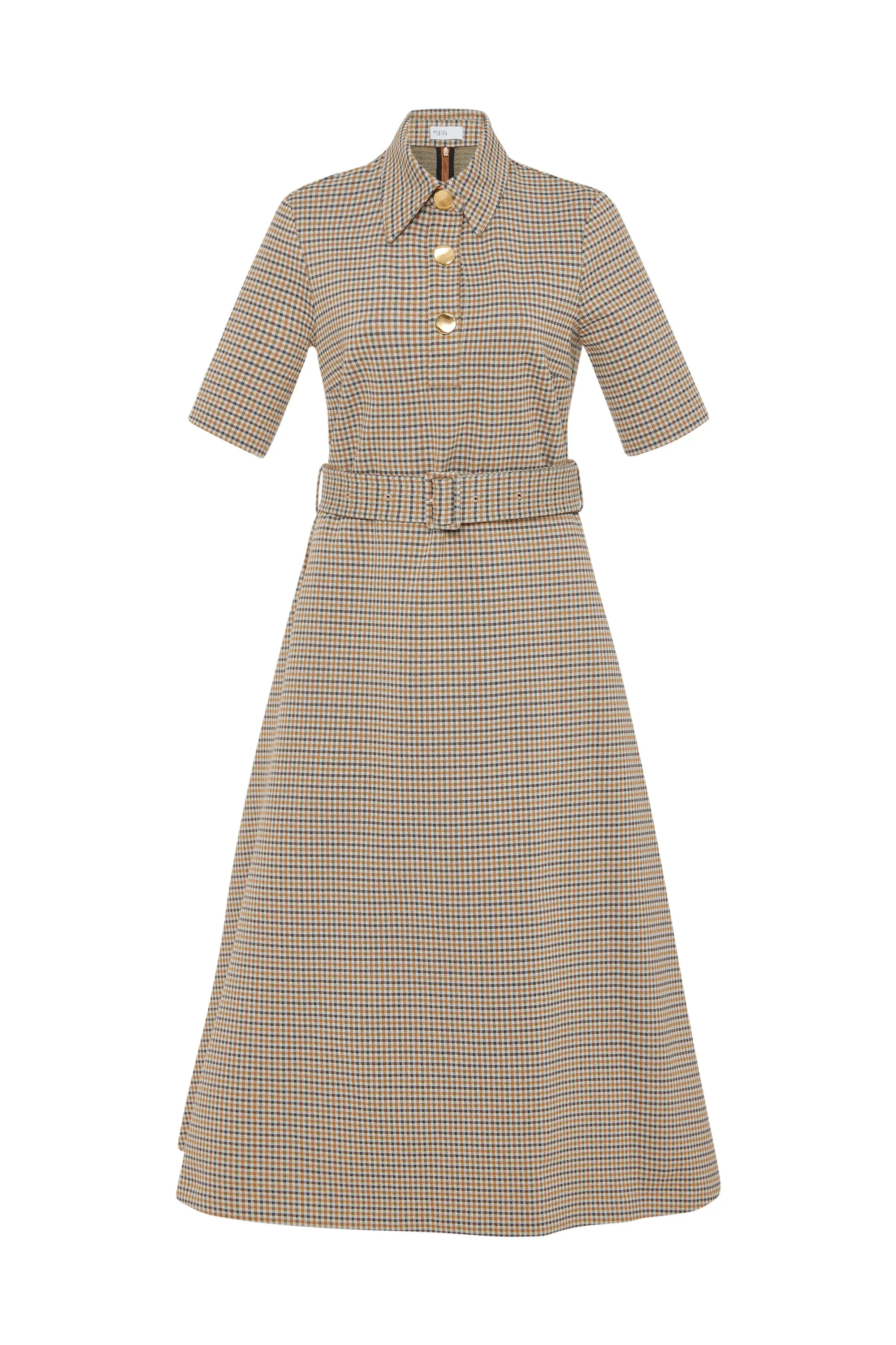 SS BELTED SHIRTDRESS - HOUNDSTOOTH PLAID sold by Rosetta Getty product image thumbnail 5