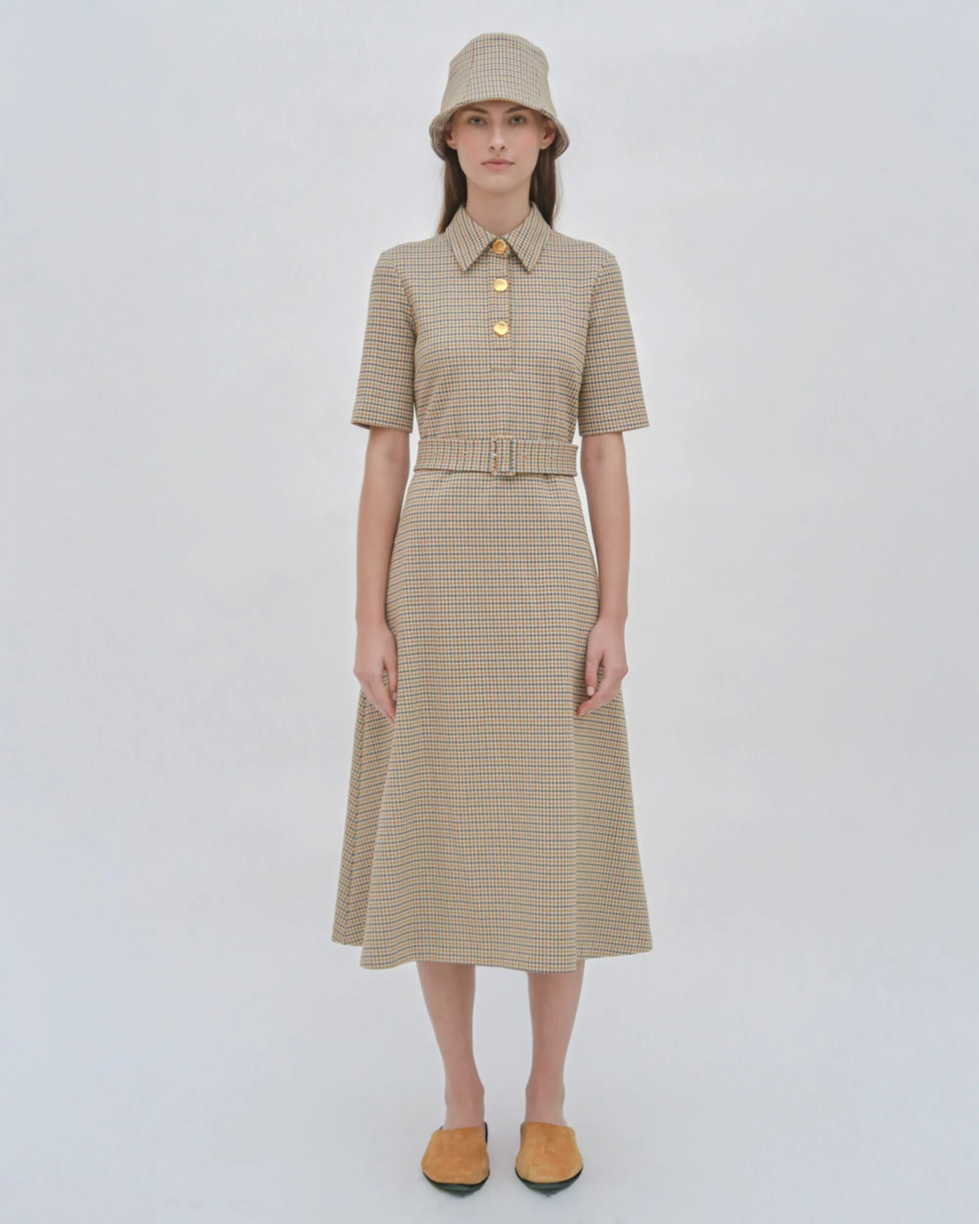 SS BELTED SHIRTDRESS - HOUNDSTOOTH PLAID sold by Rosetta Getty product image thumbnail 2