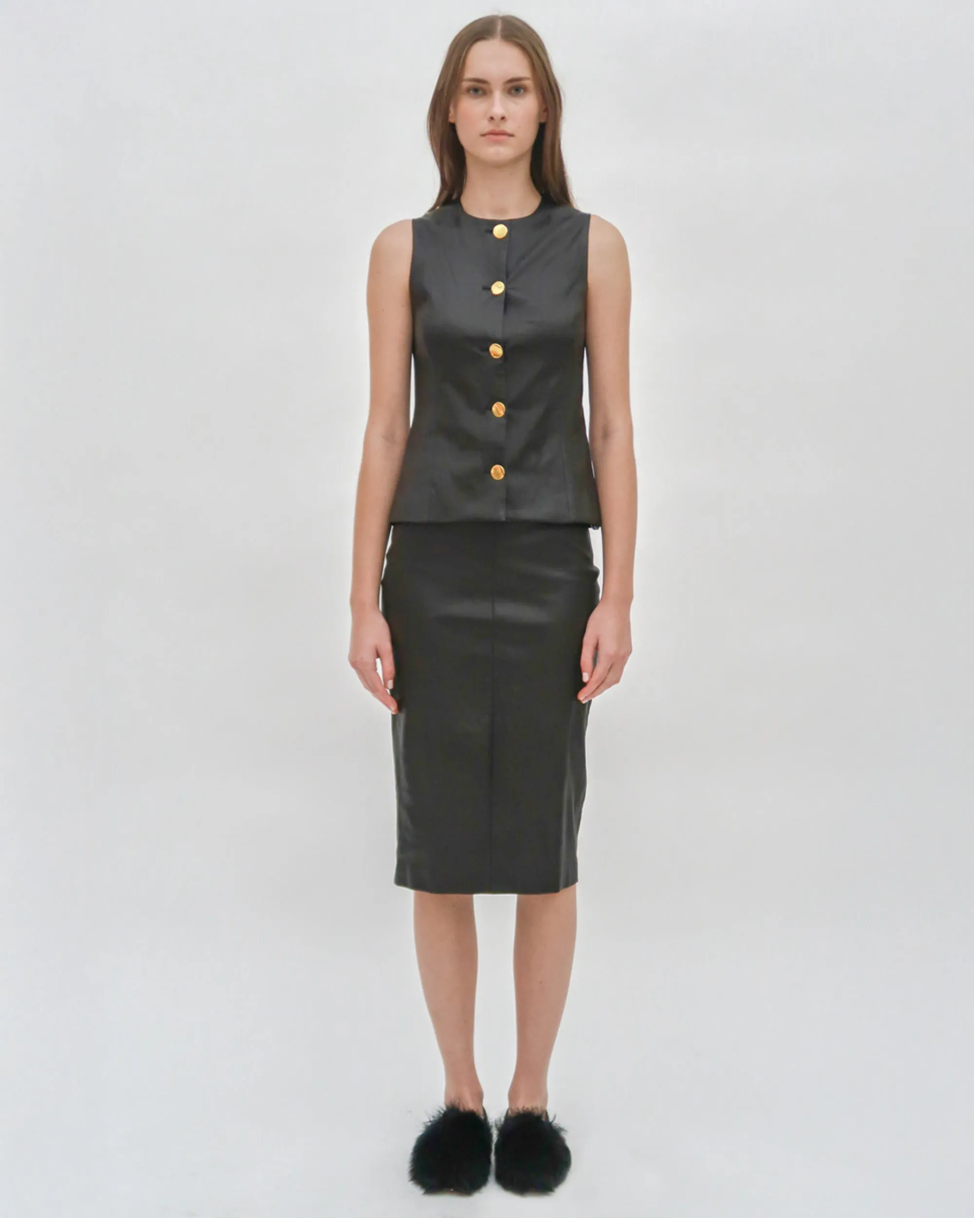 SLEEVELESS BUTTON FRONT TOP - STRETCH PLONGE sold by Rosetta Getty product image thumbnail 2