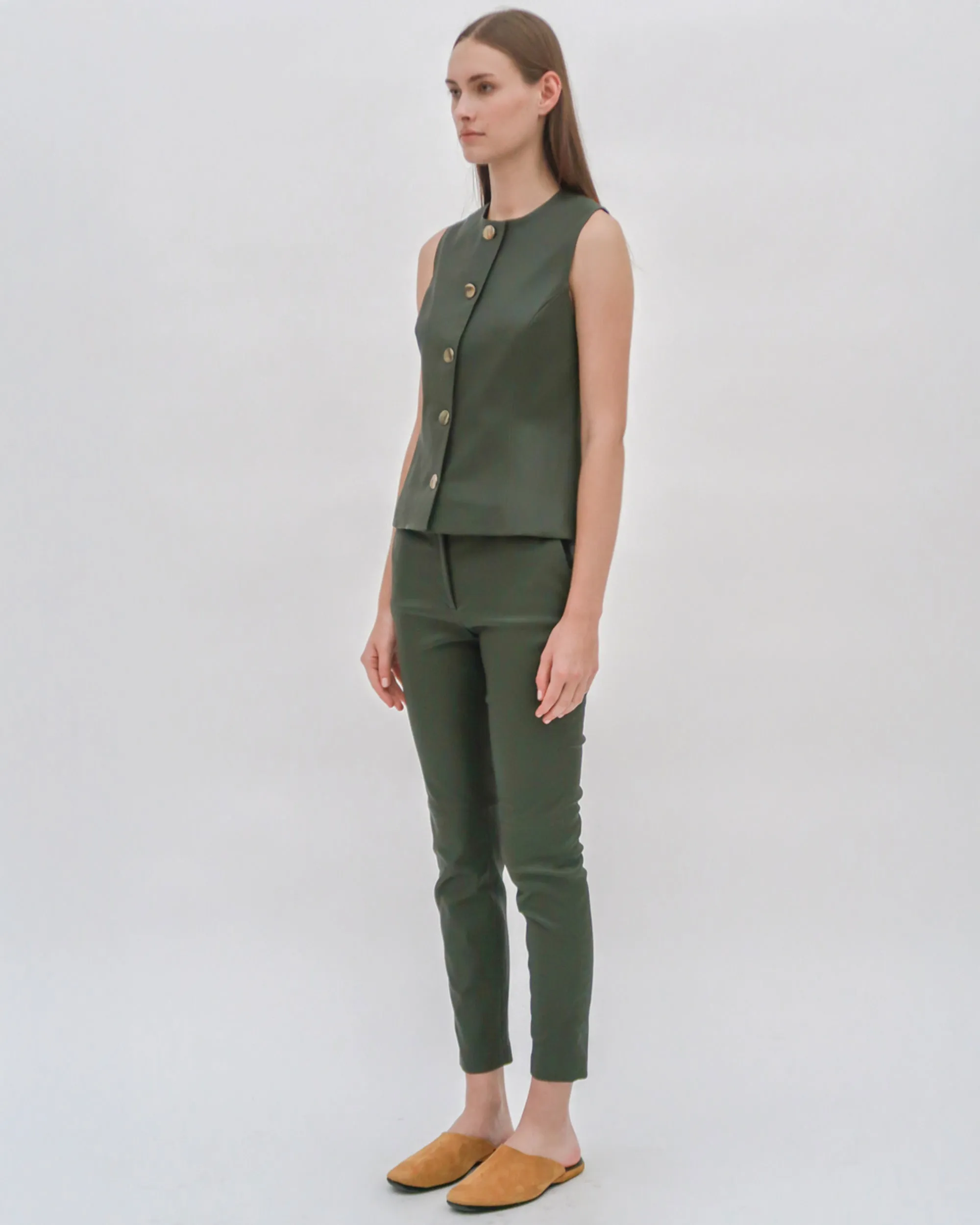 SLEEVELESS BUTTON FRONT TOP - STRETCH PLONGE sold by Rosetta Getty product image thumbnail 3