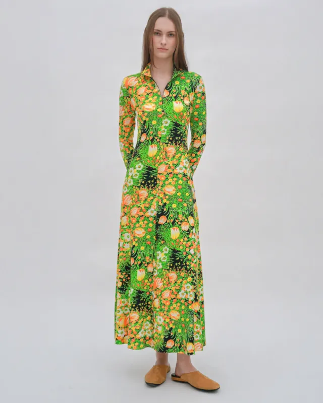 ZIP UP TURTLENECK DRESS - GARDEN FLORALS sold by Rosetta Getty