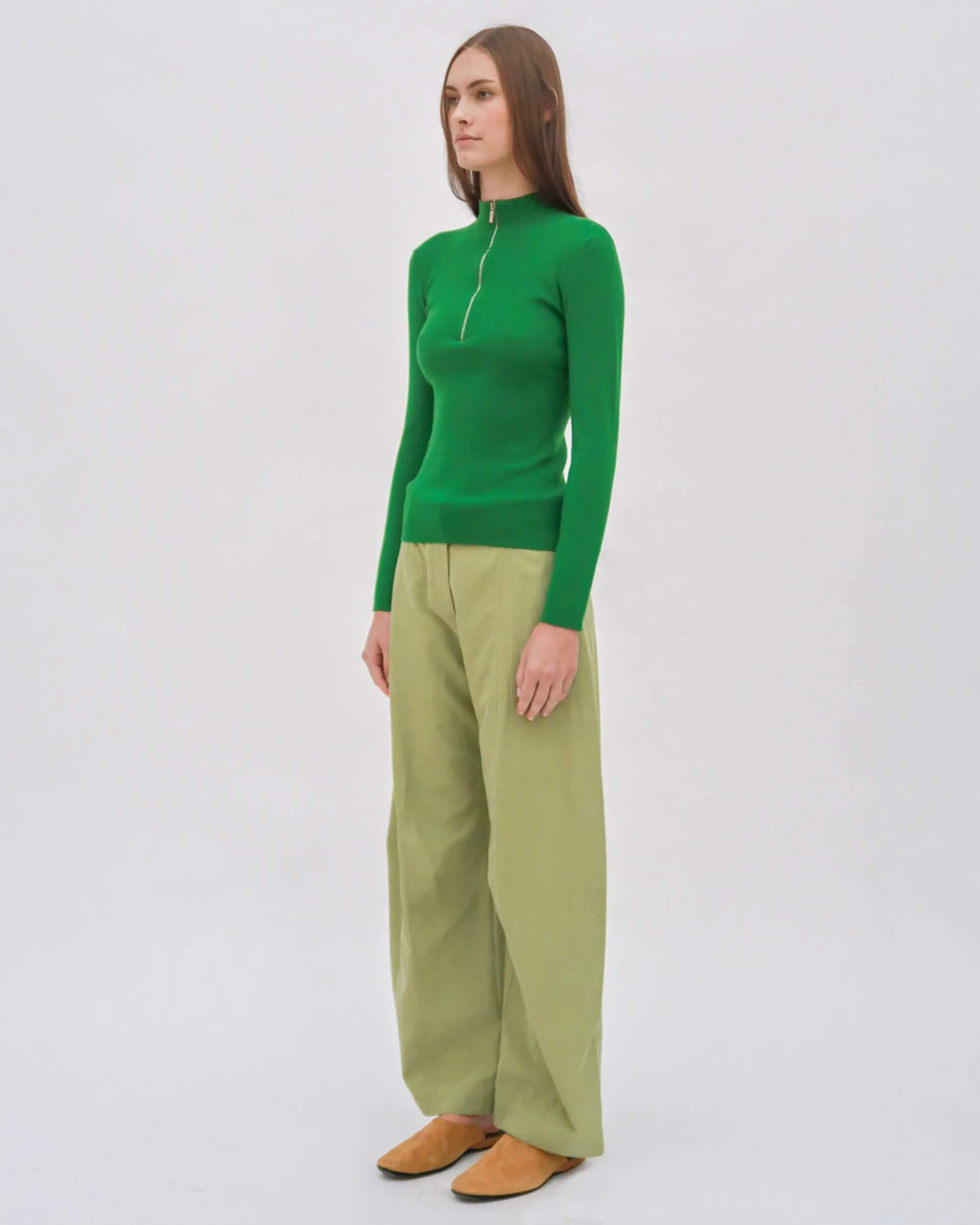 RIBBED ZIP UP TURTLENECK SWEATER sold by Rosetta Getty product image thumbnail 3