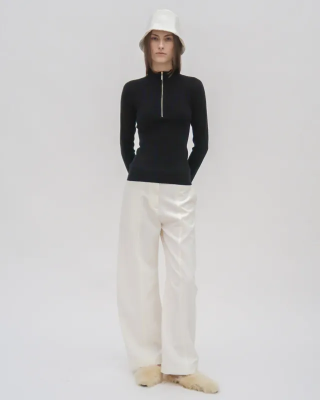RIBBED ZIP UP TURTLENECK SWEATER sold by Rosetta Getty