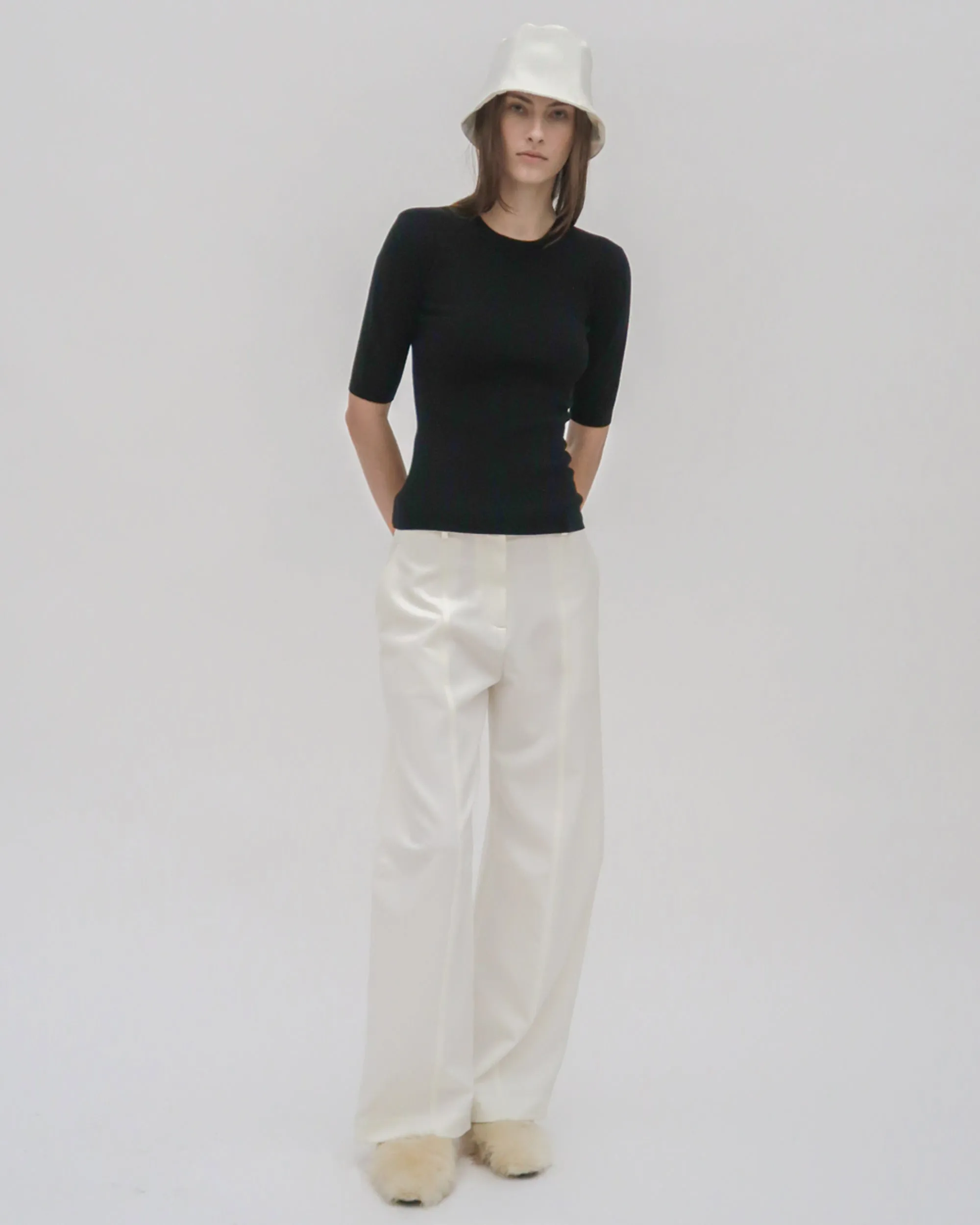 RIBBED CROPPED SLEEVE SWEATER sold by Rosetta Getty product image thumbnail 5