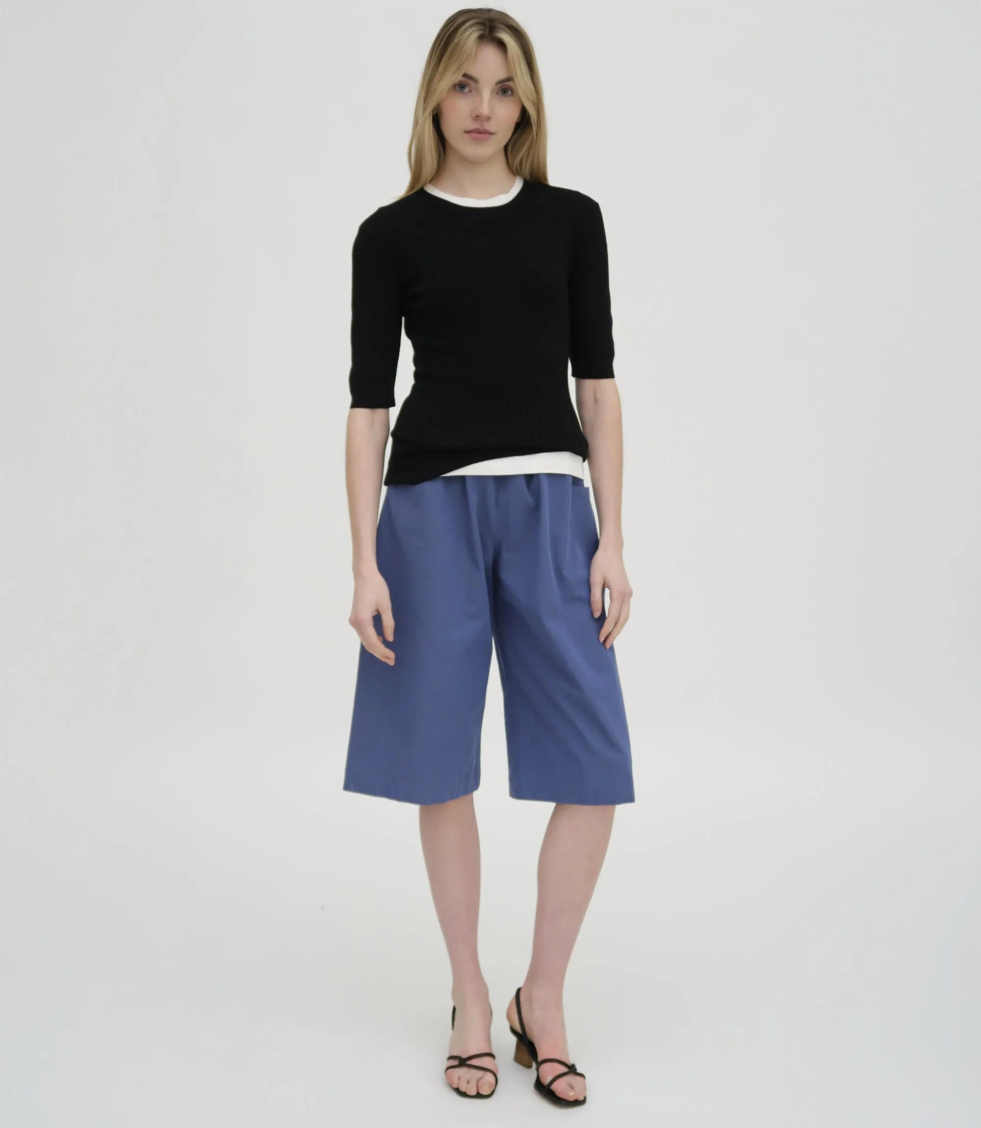 RIBBED CROPPED SLEEVE SWEATER sold by Rosetta Getty