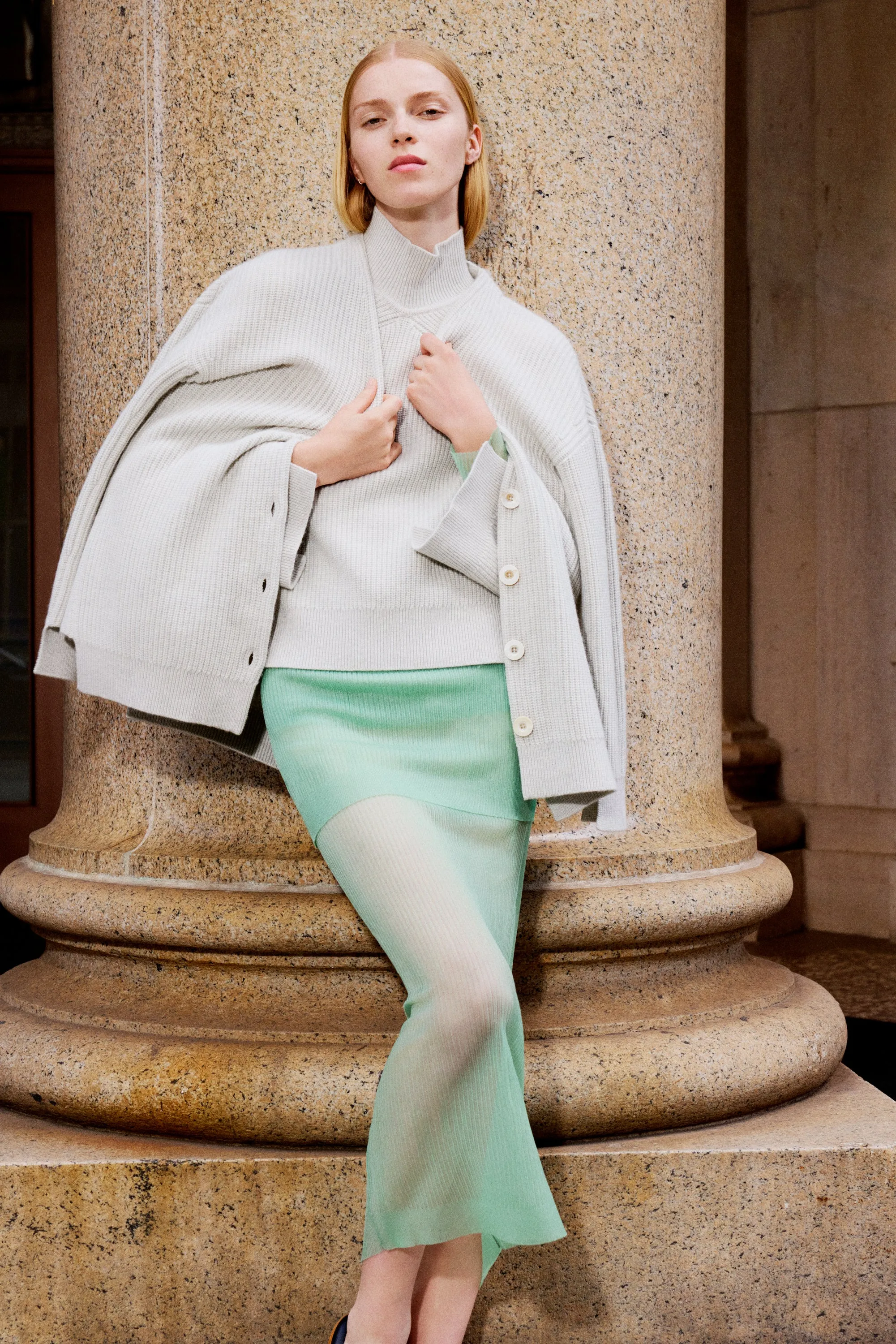 RIBBED PANELED CARDIGAN sold by Rosetta Getty