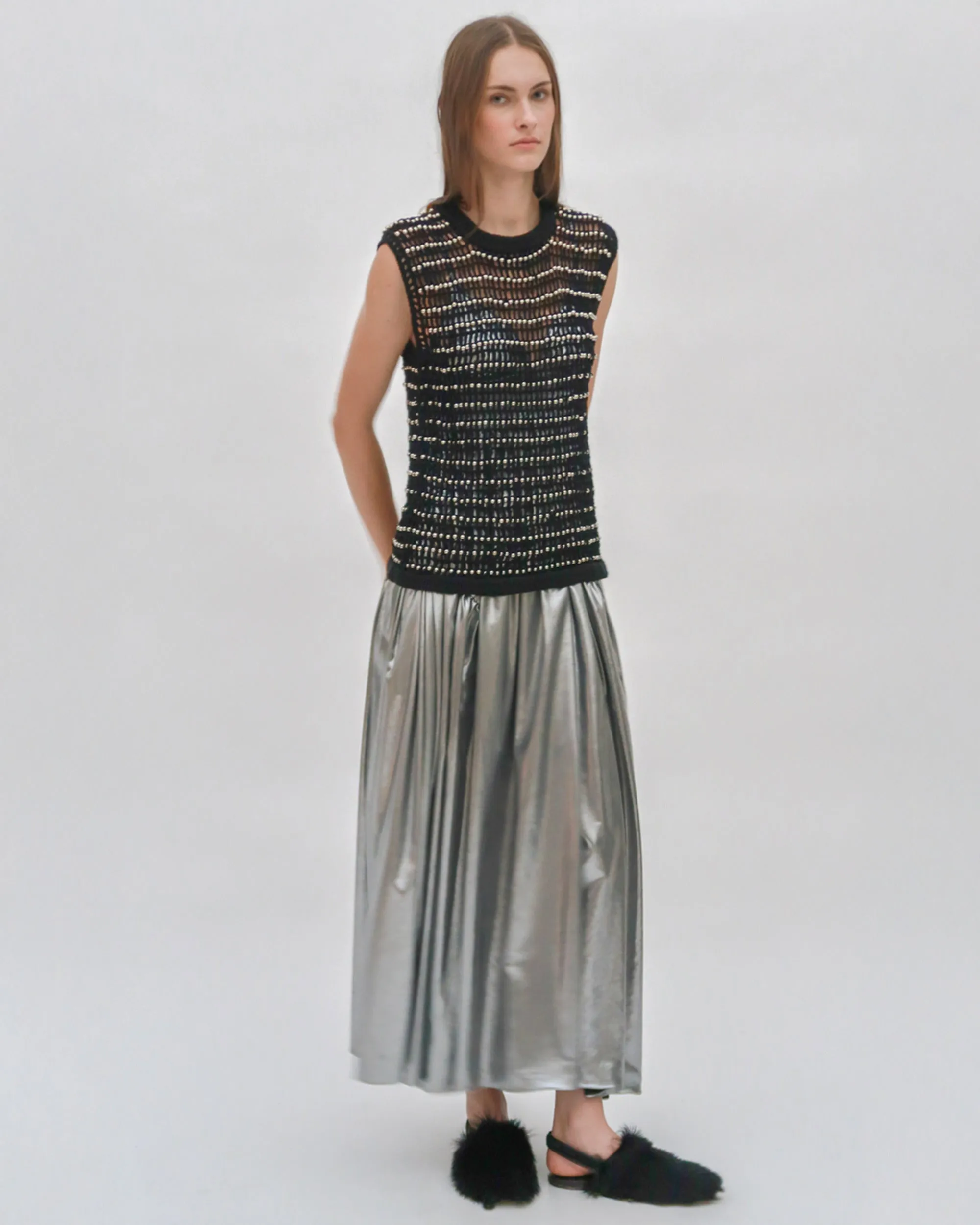 BEADED CROCHET SWEATER VEST sold by Rosetta Getty