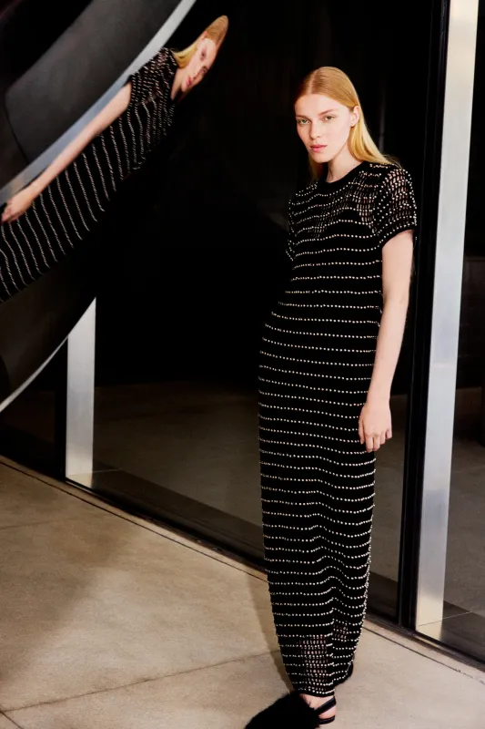 BEADED CROCHET SHORT SLEEVE DRESS sold by Rosetta Getty