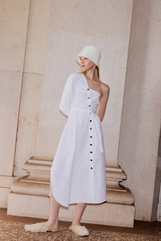 ASYMMETRIC ONE SHOULDER SHIRTDRESS made by Rosetta Getty