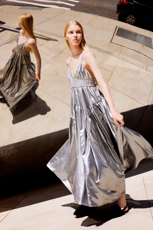 GATHERED PEPLUM CAMISOLE DRESS made by Rosetta Getty