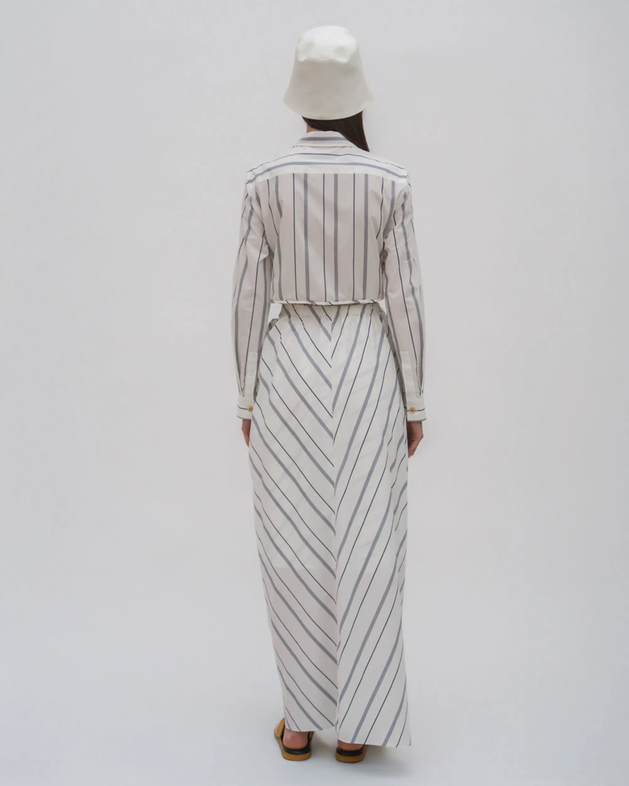 PULL ON TWIST FRONT MAXI SKIRT - WIDE STRIPE COTTO sold by Rosetta Getty product image thumbnail 5