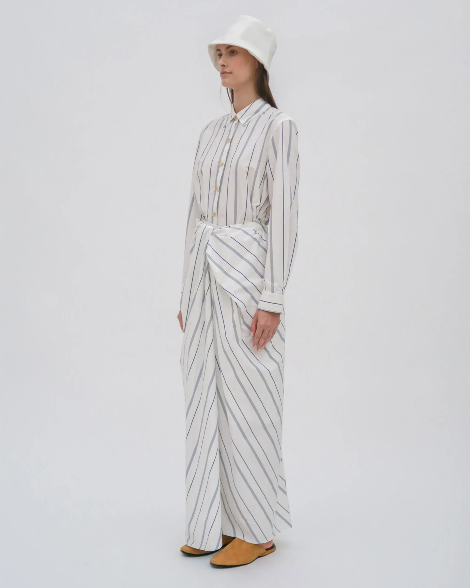 PULL ON TWIST FRONT MAXI SKIRT - WIDE STRIPE COTTO sold by Rosetta Getty product image thumbnail 4