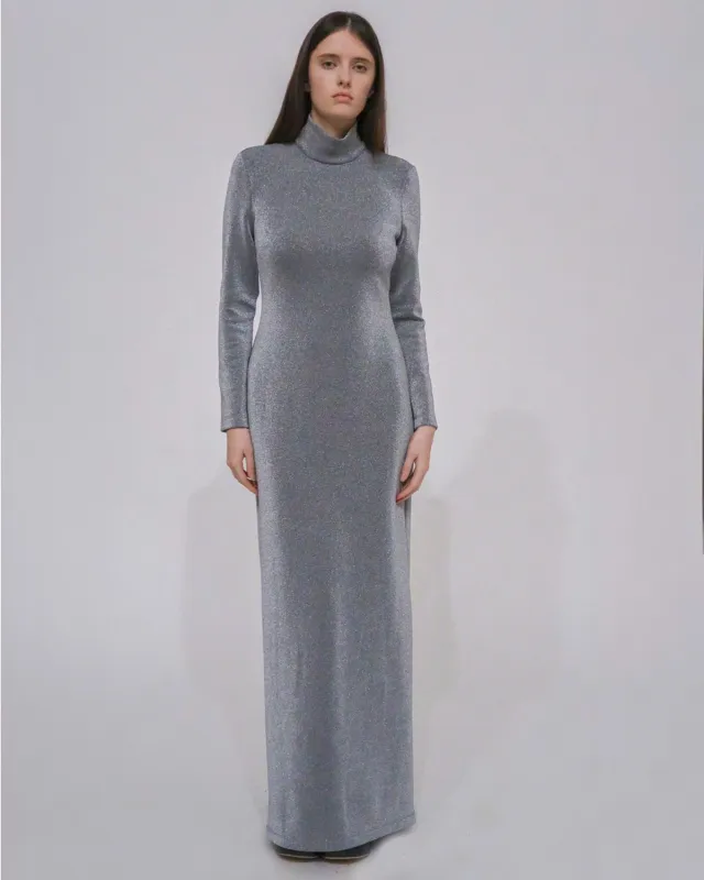 FITTED TURTLENECK MAXI DRESS - LUREX made by Rosetta Getty