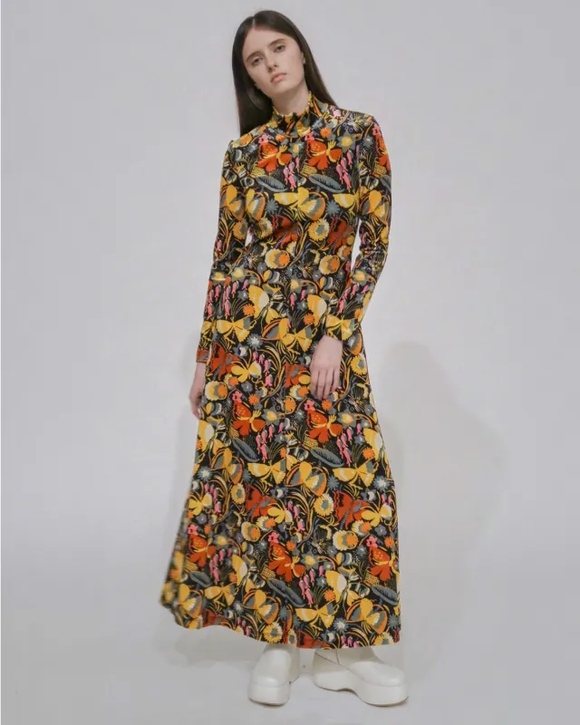 ZIP UP MAXI TURTLENECK DRESS - VELVET made by Rosetta Getty