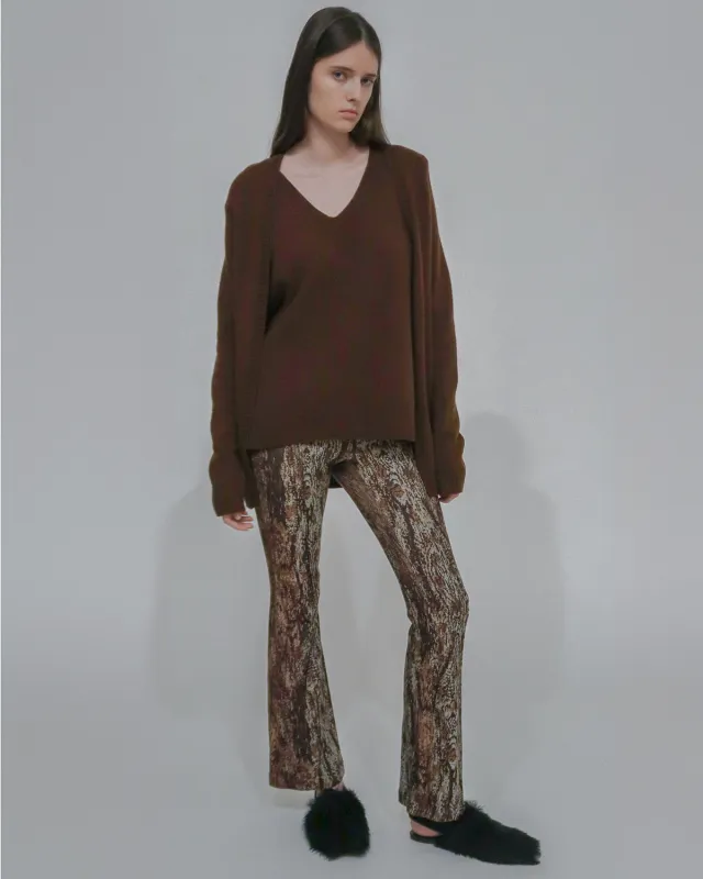 PULL-ON CROPPED FLARE - WOODGRAIN sold by Rosetta Getty