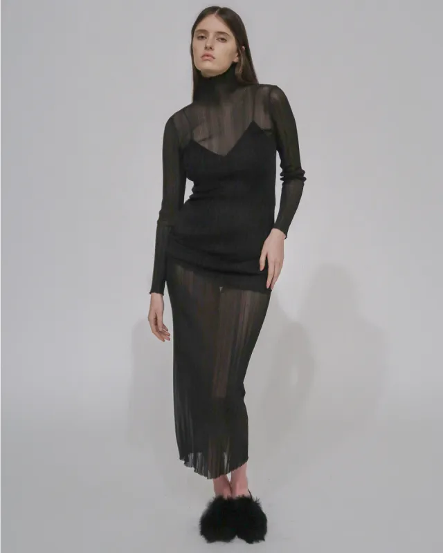 SHEER PLISSE MAXI SKIRT made by Rosetta Getty
