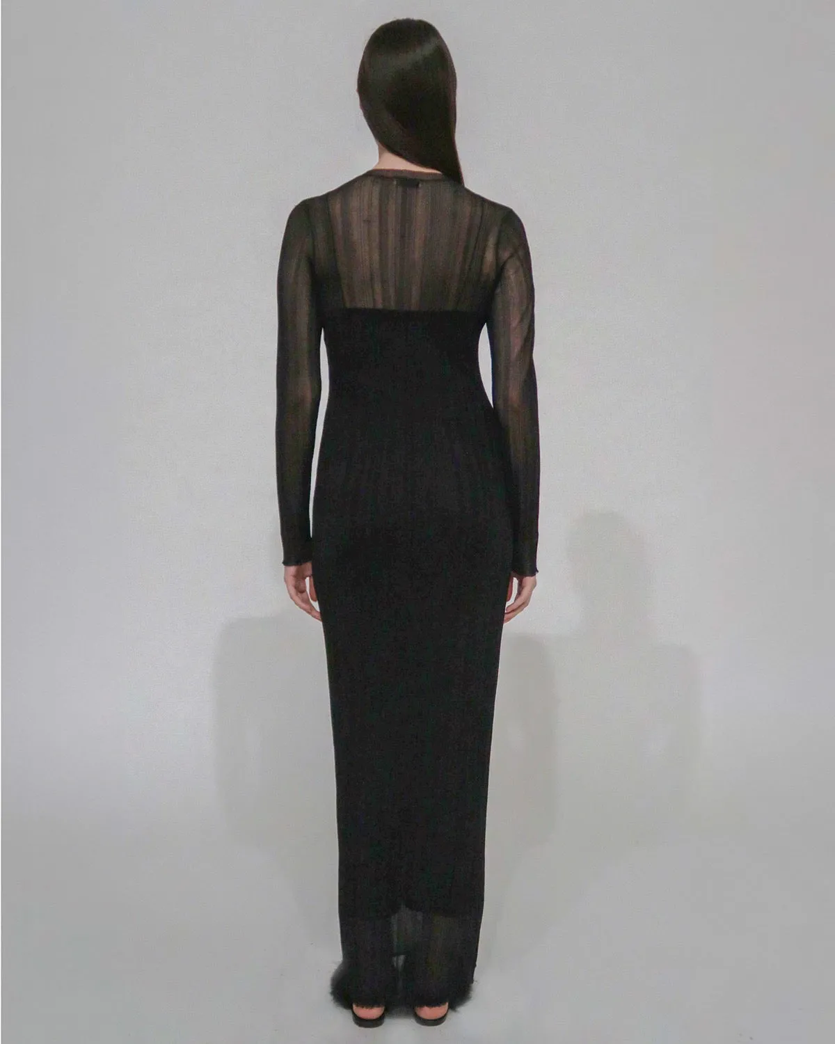 SHEER PLISSE LONG SLEEVE DRESS sold by Rosetta Getty product image thumbnail 3