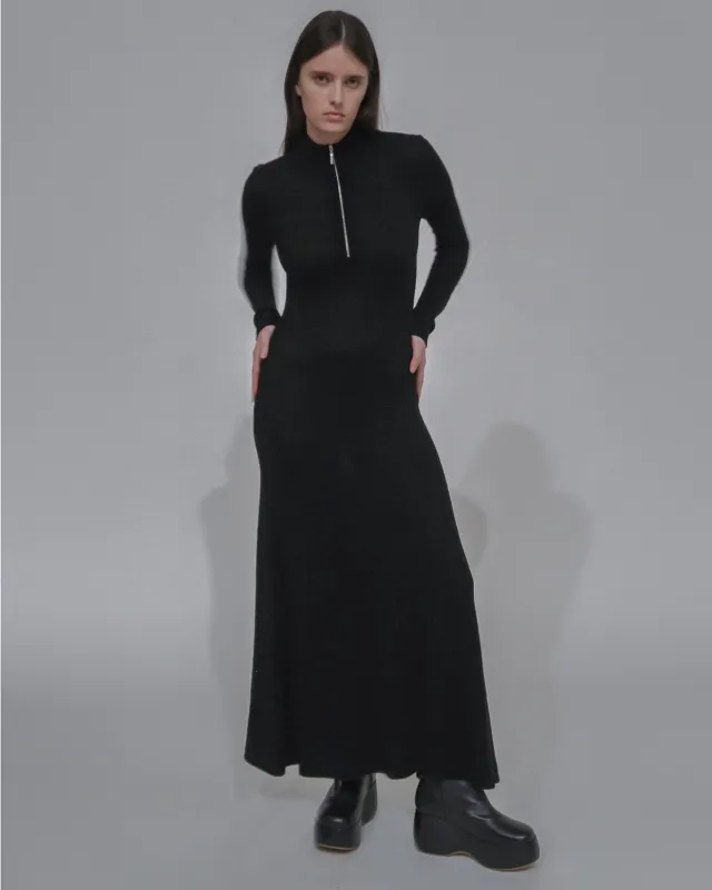 RIBBED ZIP UP TURTLENECK DRESS made by Rosetta Getty