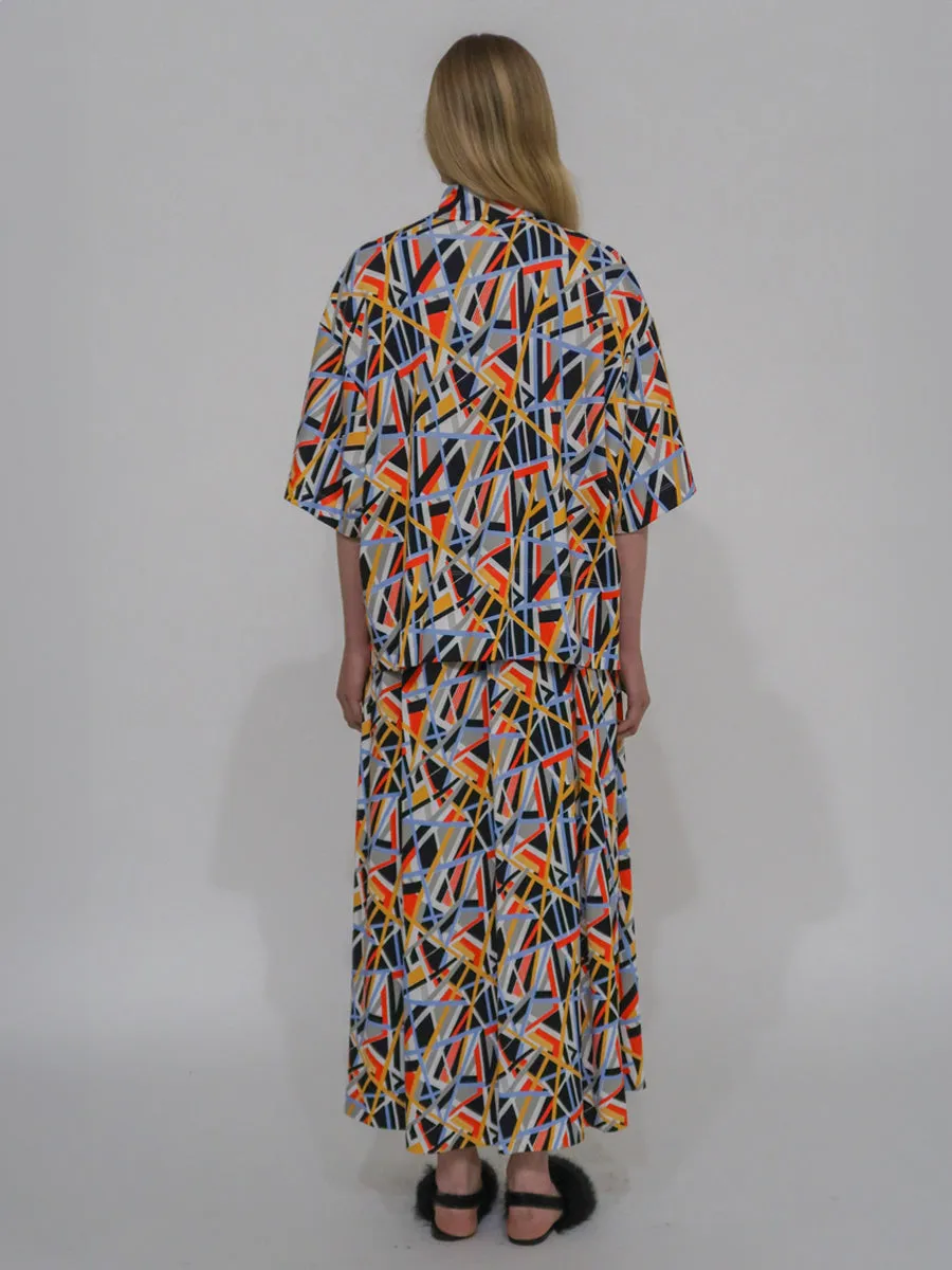 PULL-ON PLEATED MAXI SKIRT - ABSTRACT PAINT LINES sold by Rosetta Getty product image thumbnail 4