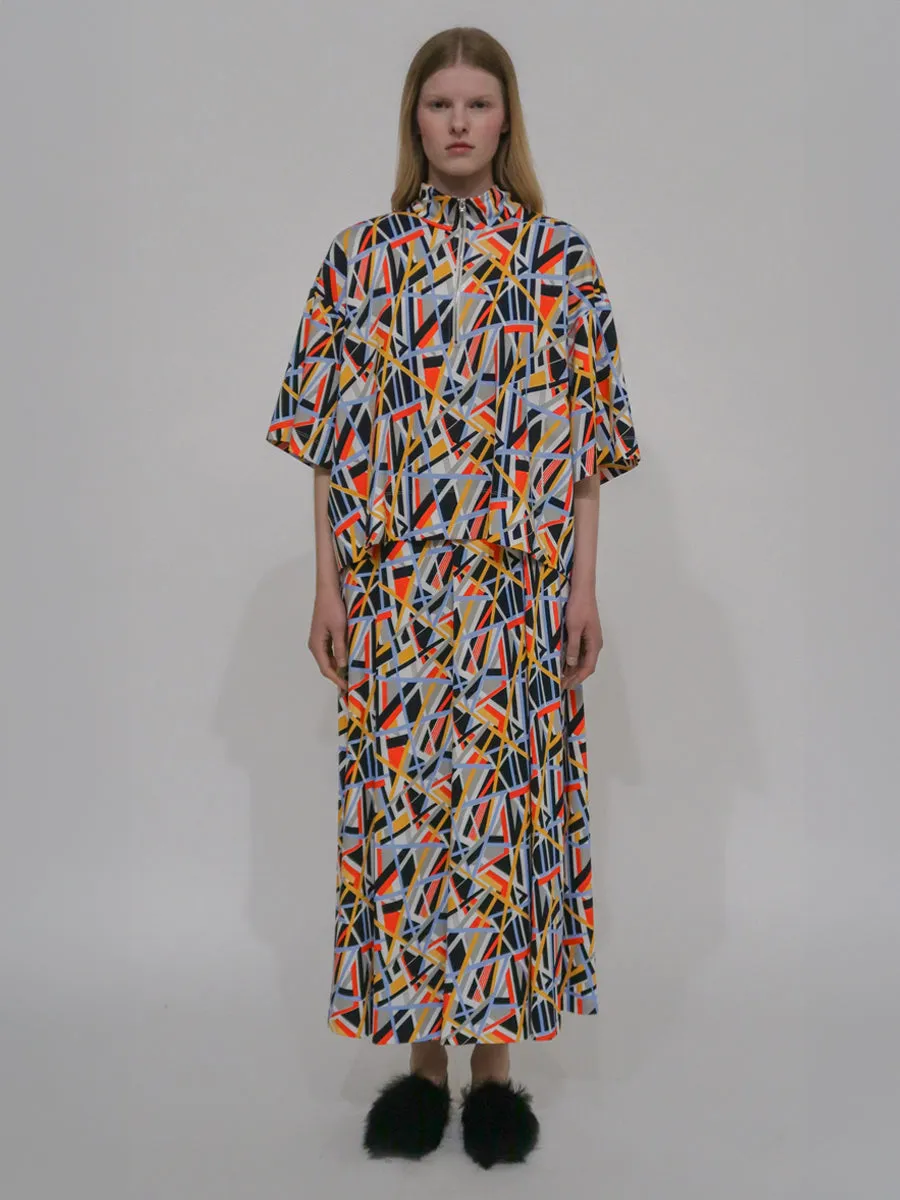 PULL-ON PLEATED MAXI SKIRT - ABSTRACT PAINT LINES sold by Rosetta Getty product image thumbnail 2