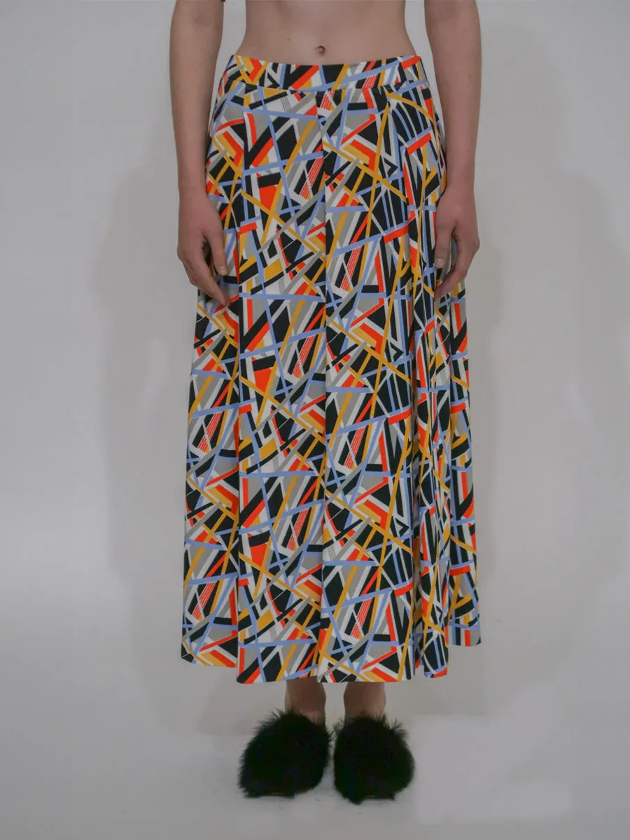 PULL-ON PLEATED MAXI SKIRT - ABSTRACT PAINT LINES sold by Rosetta Getty product image thumbnail 5