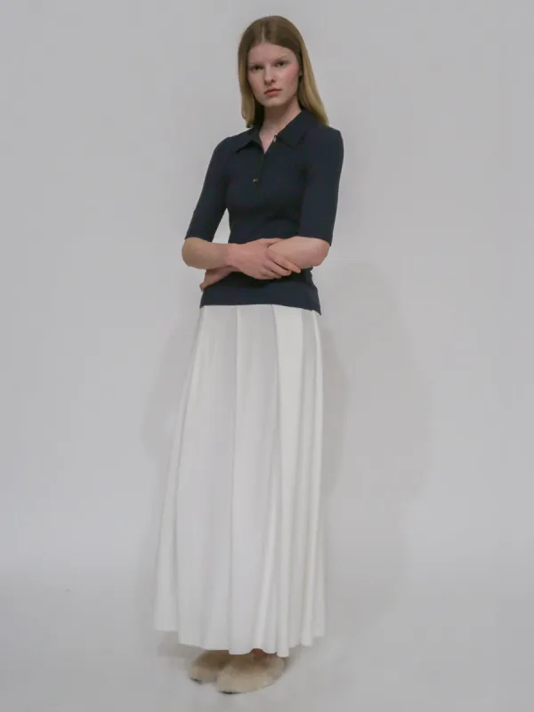 PULL-ON PLEATED MAXI SKIRT - SOLID INTERLOCK made by Rosetta Getty