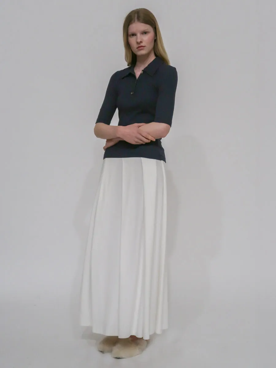 PULL-ON PLEATED MAXI SKIRT - SOLID INTERLOCK sold by Rosetta Getty