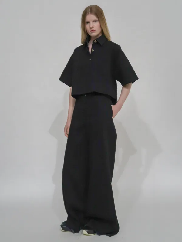 CROPPED OVERSIZED POLO - BLACK DENIM sold by Rosetta Getty