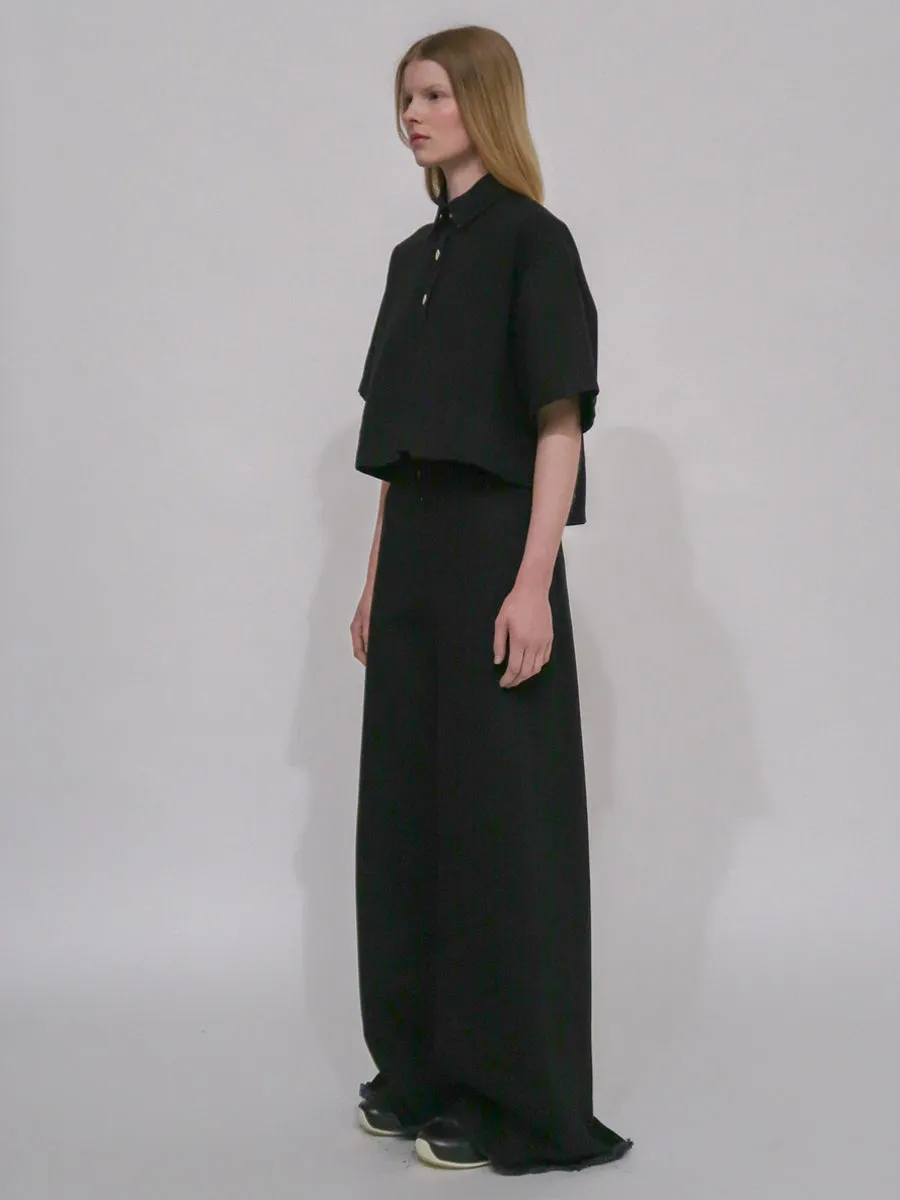CROPPED OVERSIZED POLO - BLACK DENIM sold by Rosetta Getty product image thumbnail 3