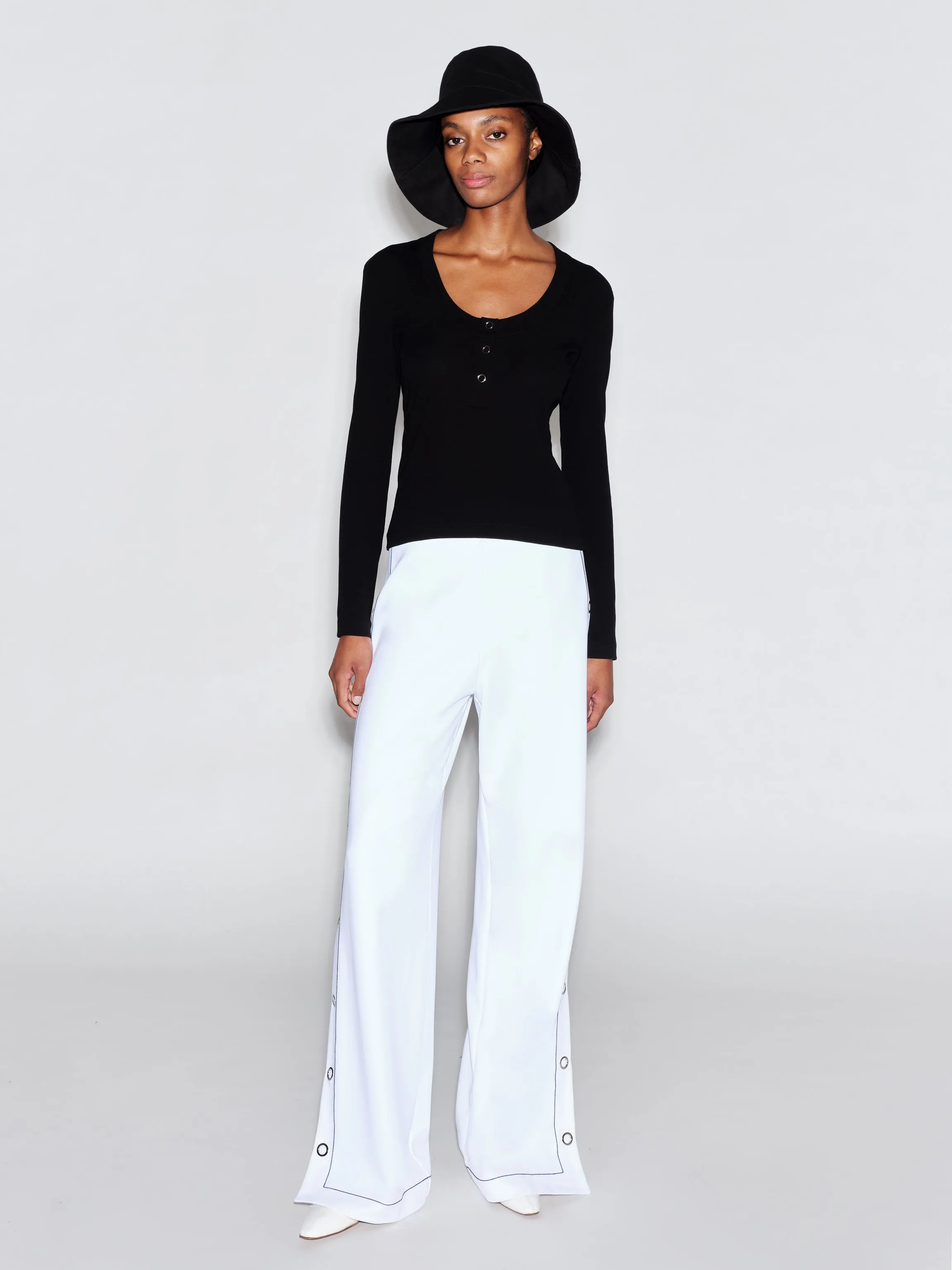 SCOOP NECK HENLEY TOP sold by Rosetta Getty