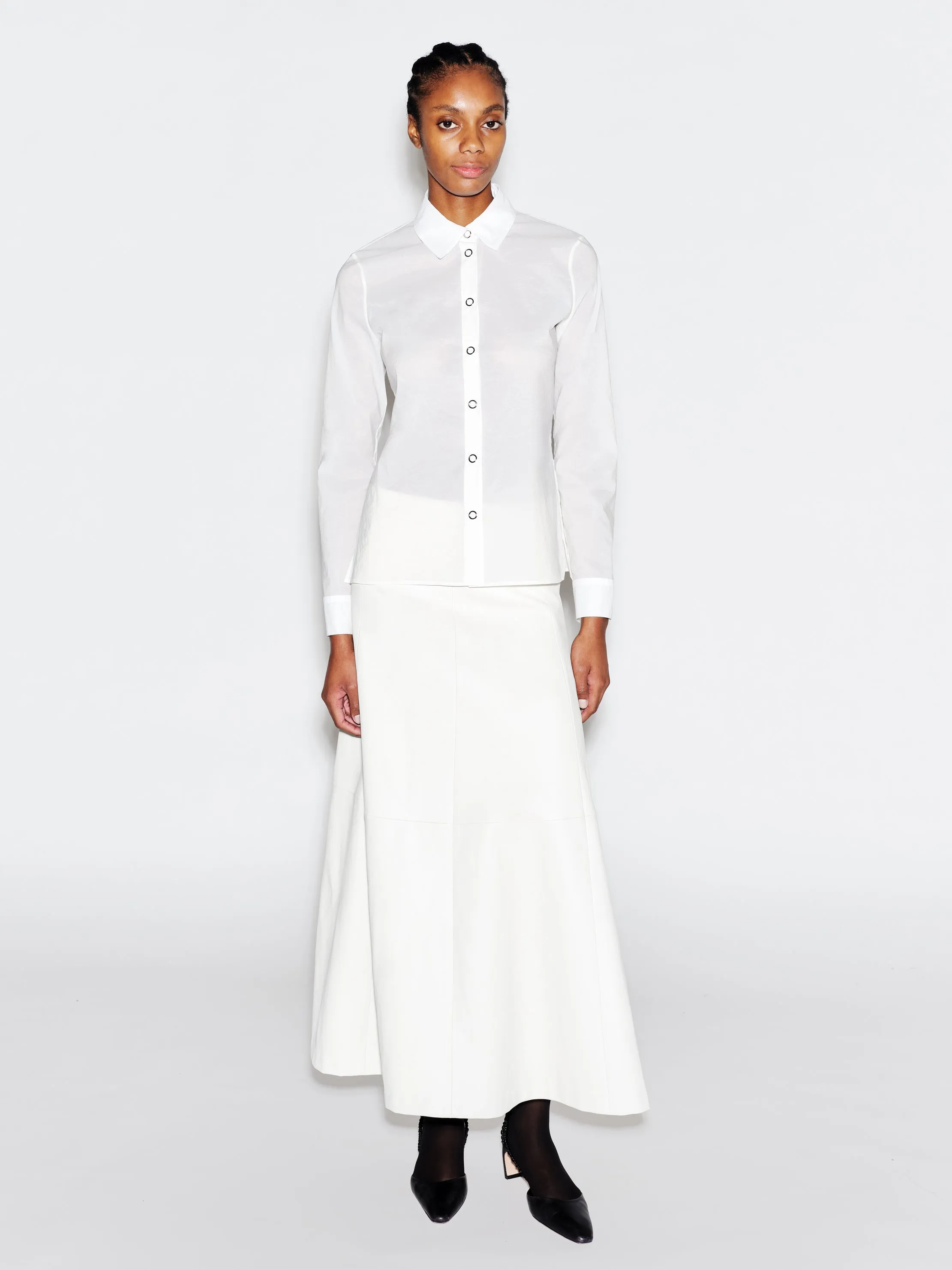 FITTED SNAP FRONT SHIRT - STRETCH ORGANZA sold by Rosetta Getty