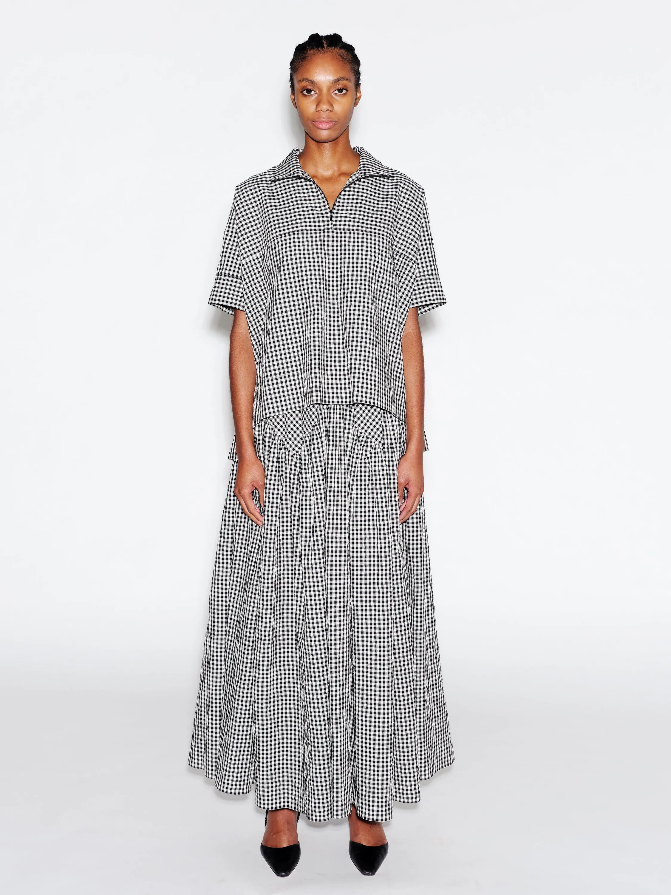 ZIP UP PULLOVER TOP - GINGHAM sold by Rosetta Getty product image thumbnail 2