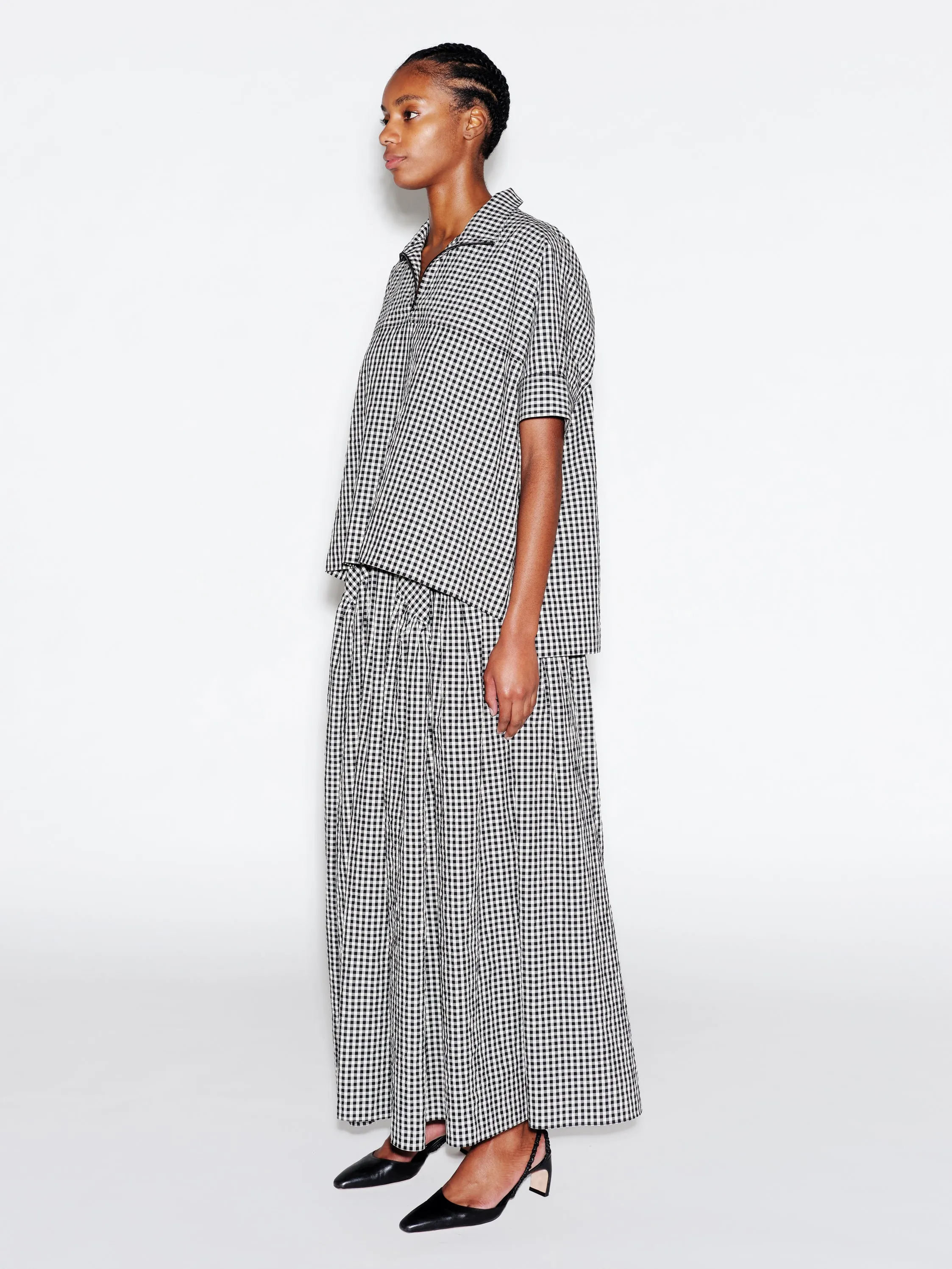 ZIP UP PULLOVER TOP - GINGHAM sold by Rosetta Getty product image thumbnail 3