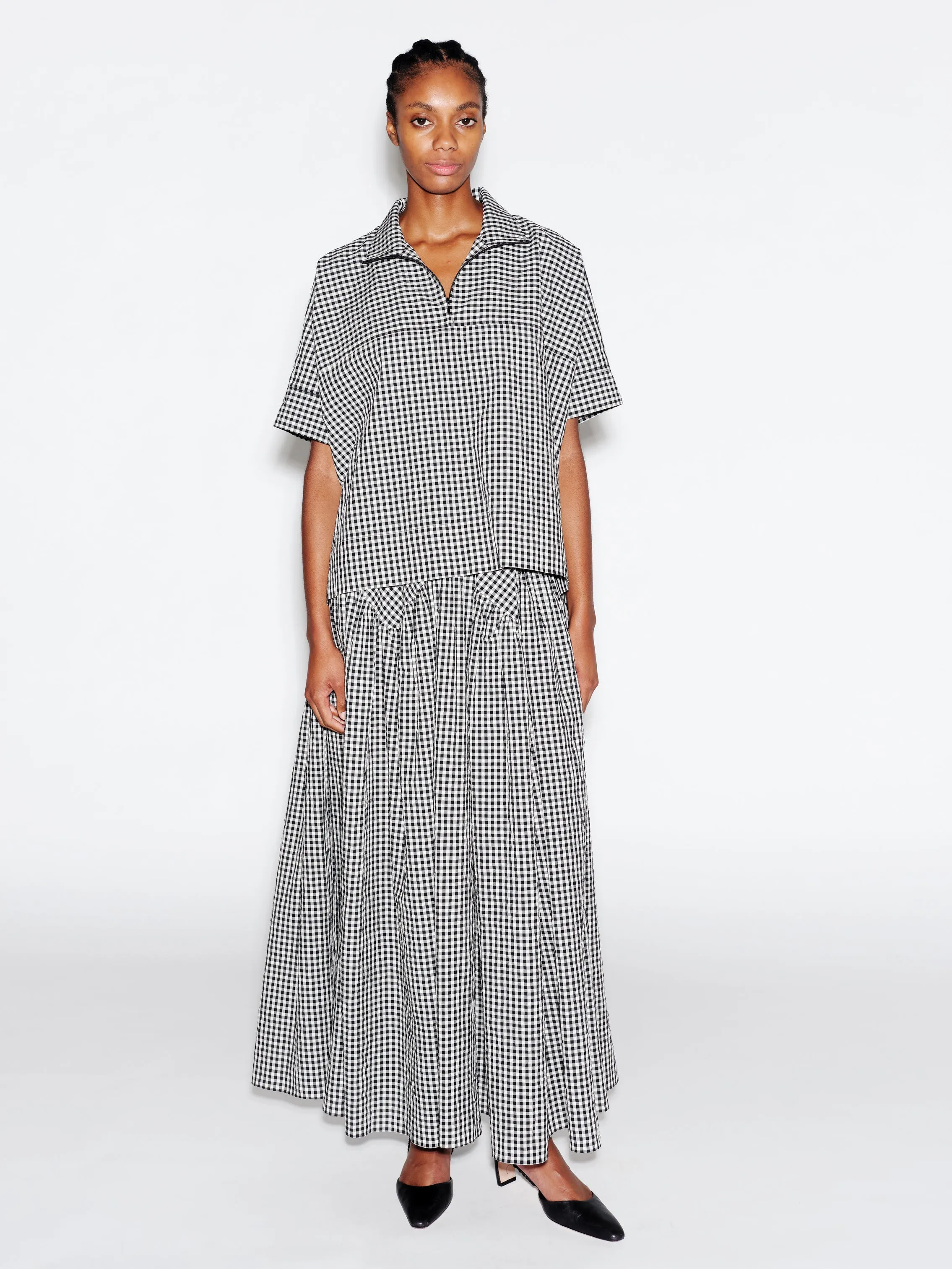 ZIP UP PULLOVER TOP - GINGHAM sold by Rosetta Getty