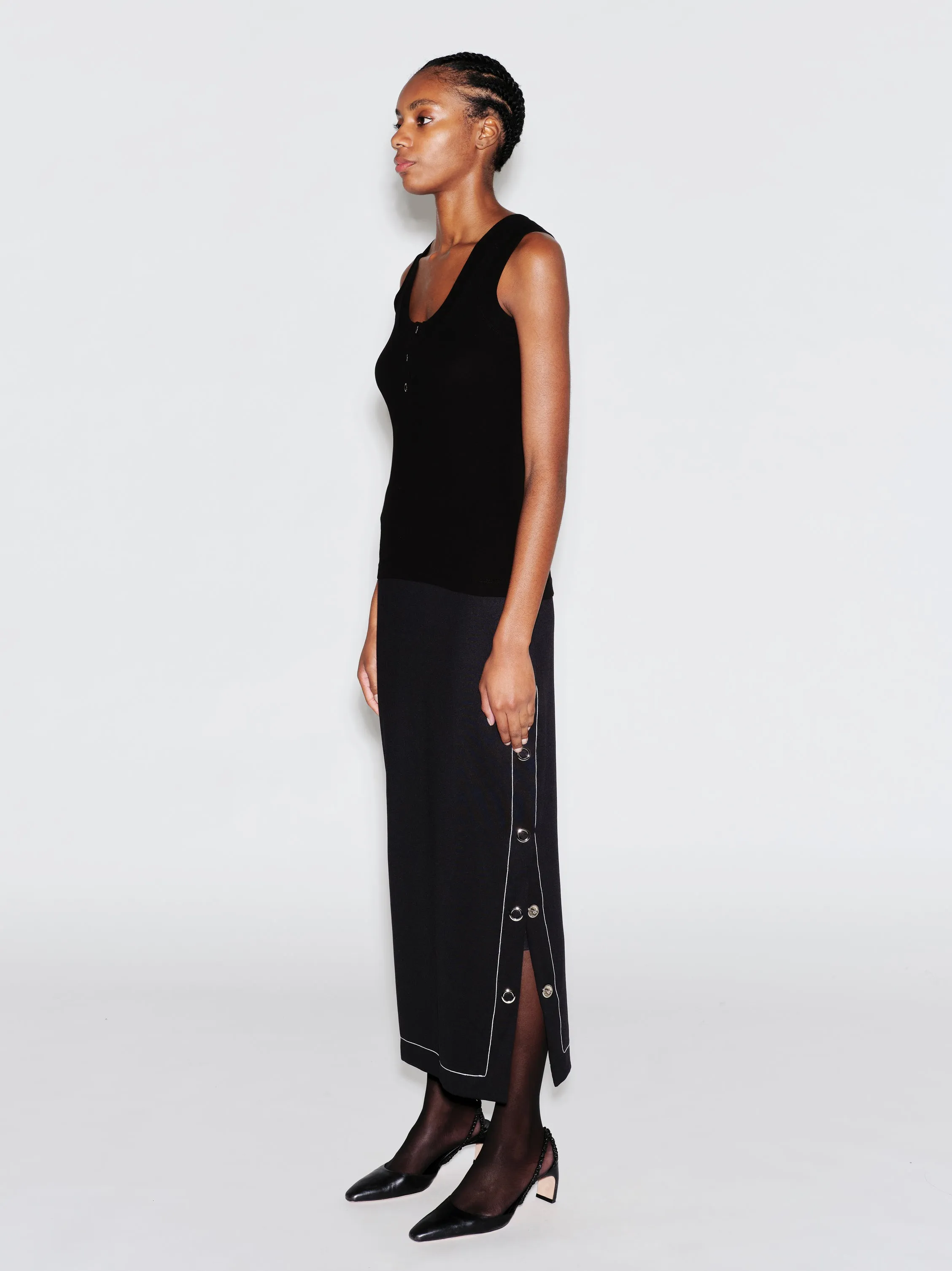 SCOOP NECK HENLEY TANK TOP sold by Rosetta Getty product image thumbnail 3