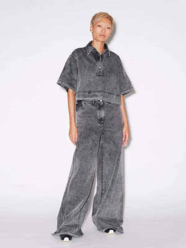 CROPPED OVERSIZED POLO - BLACK DENIM made by Rosetta Getty